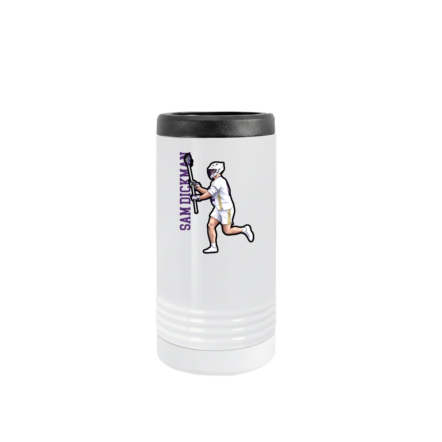 Slim Beverage Holder — Name Vertical in White