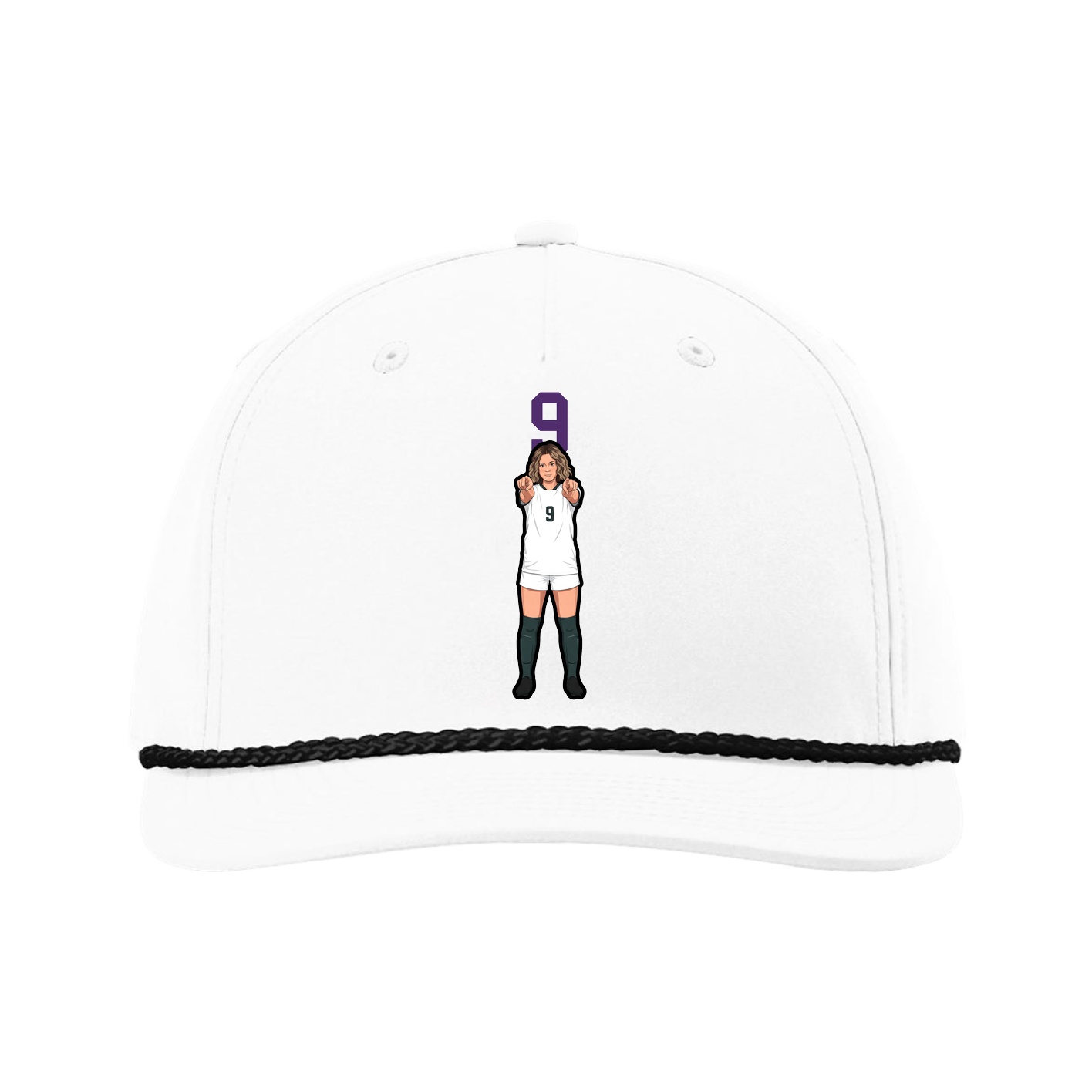 Five-Panel Classic Rope Cap — Number Top in White