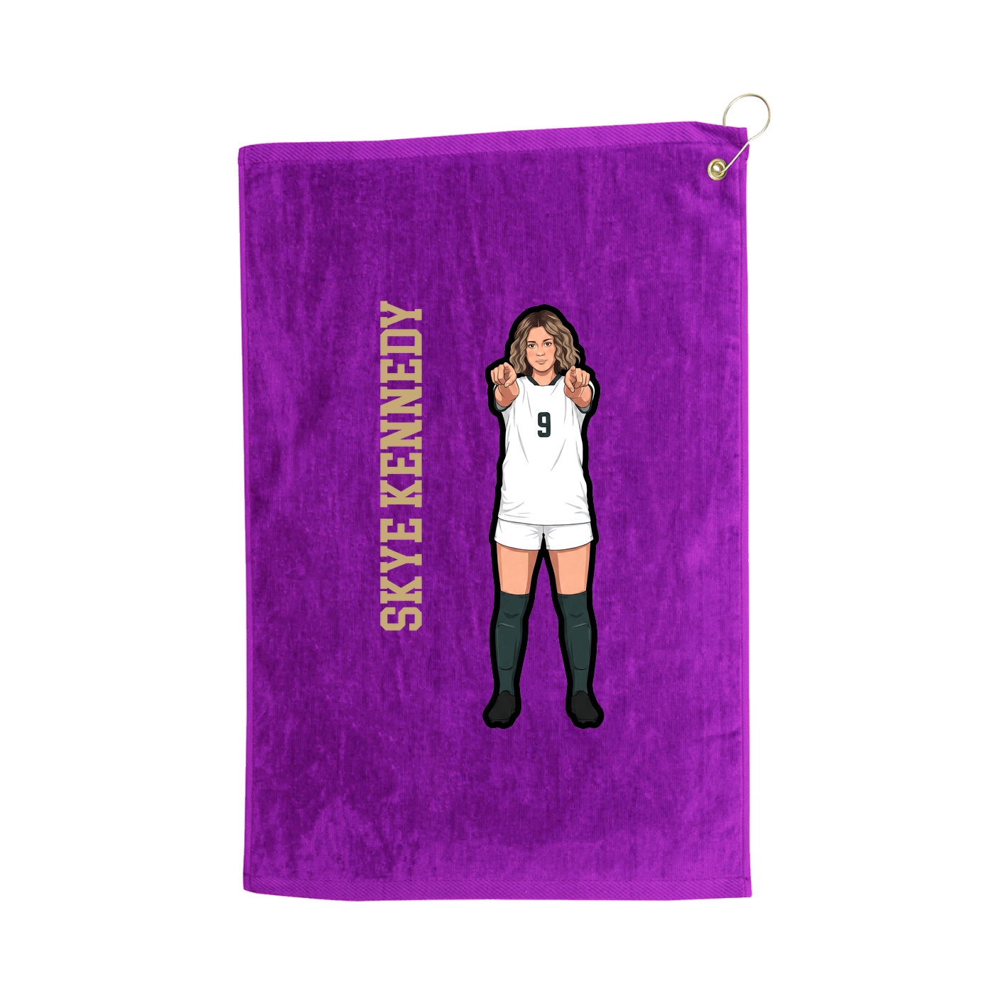 Golf Towel — Name Vertical in Purple