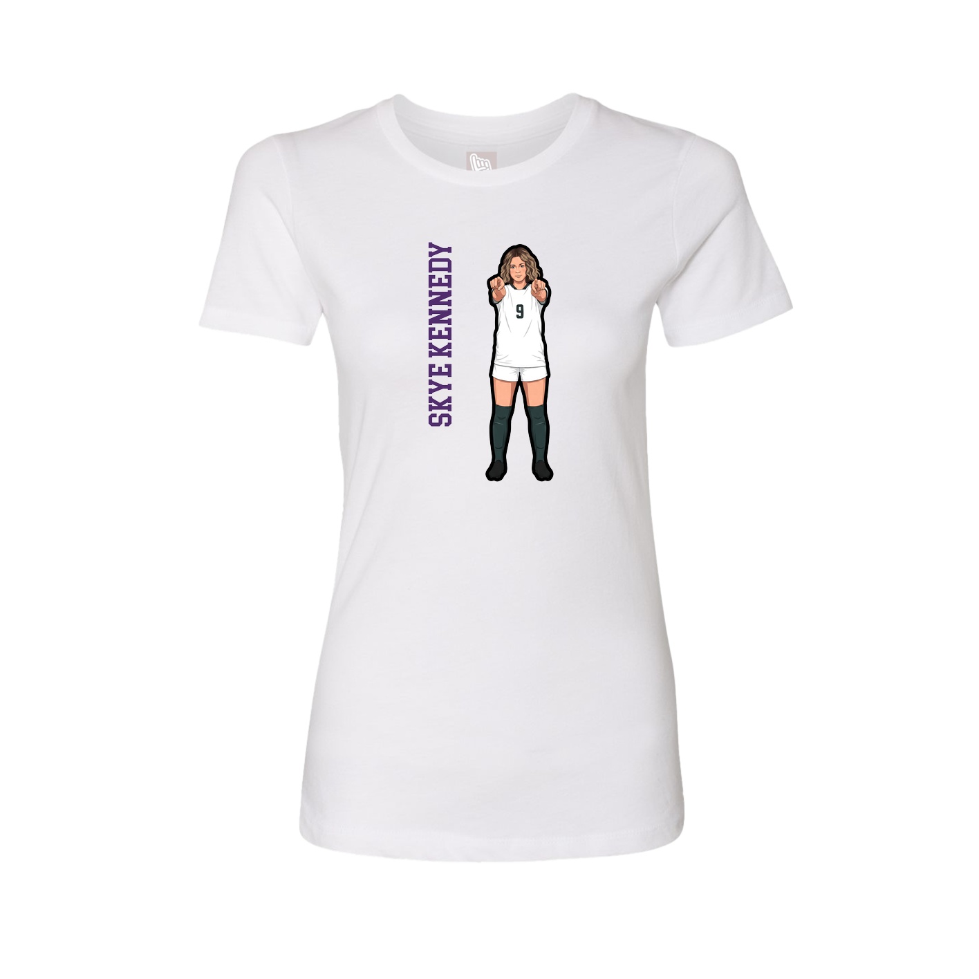 Fitted Women's Tee — Name Vertical in White