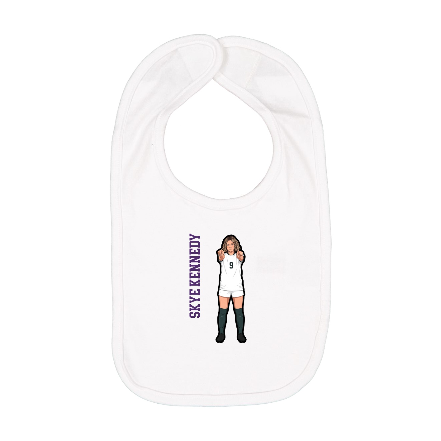 Infant Bib — Name Vertical in White