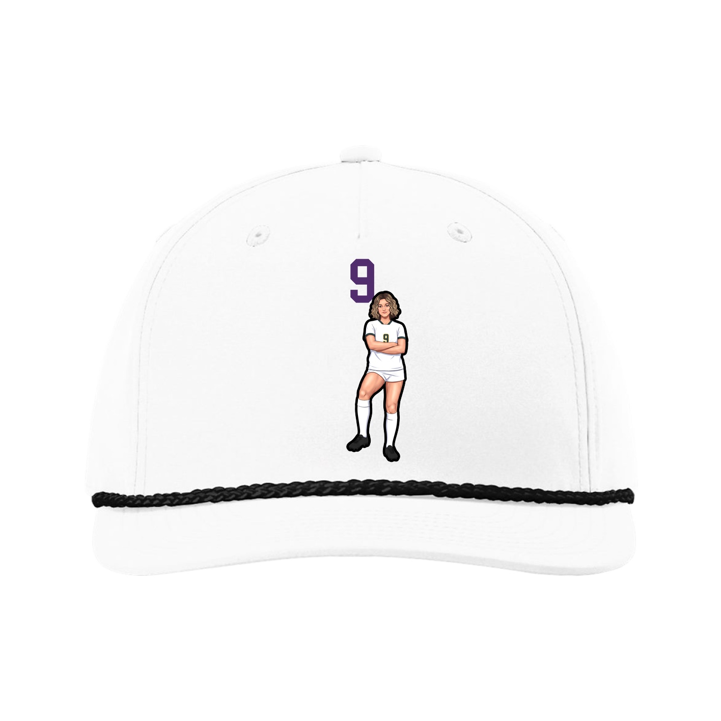 Five-Panel Classic Rope Cap — Number Top in White