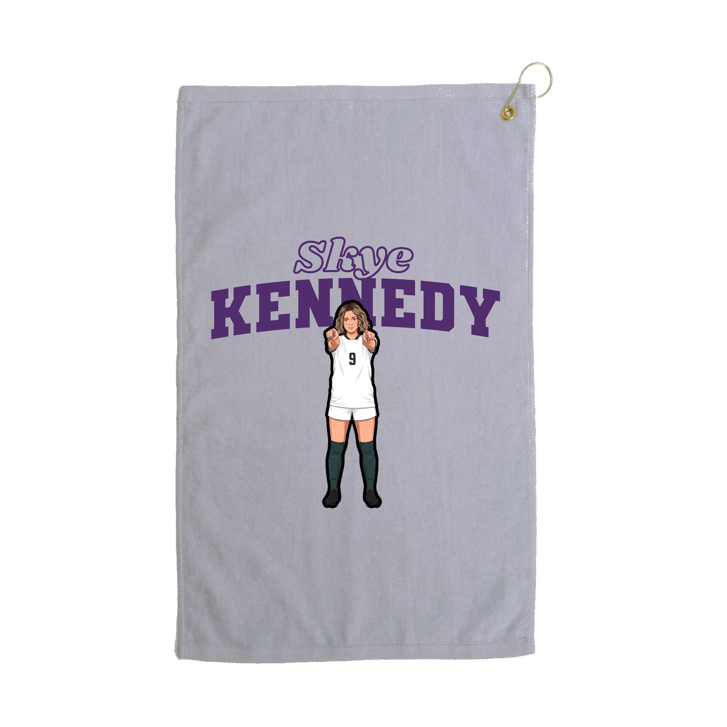 Golf Towel — Name Arch in Grey