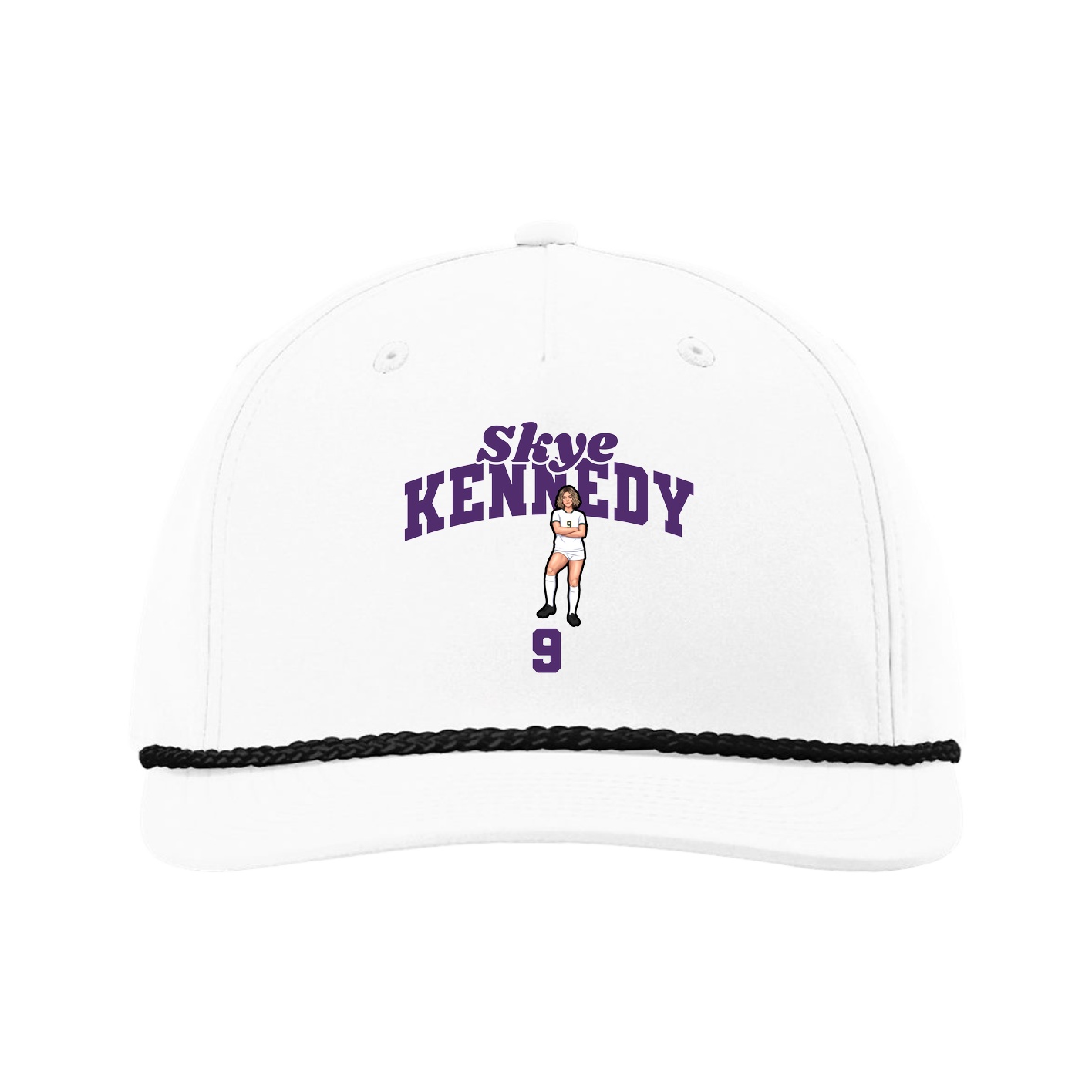 Five-Panel Classic Rope Cap — Signature Arch in White