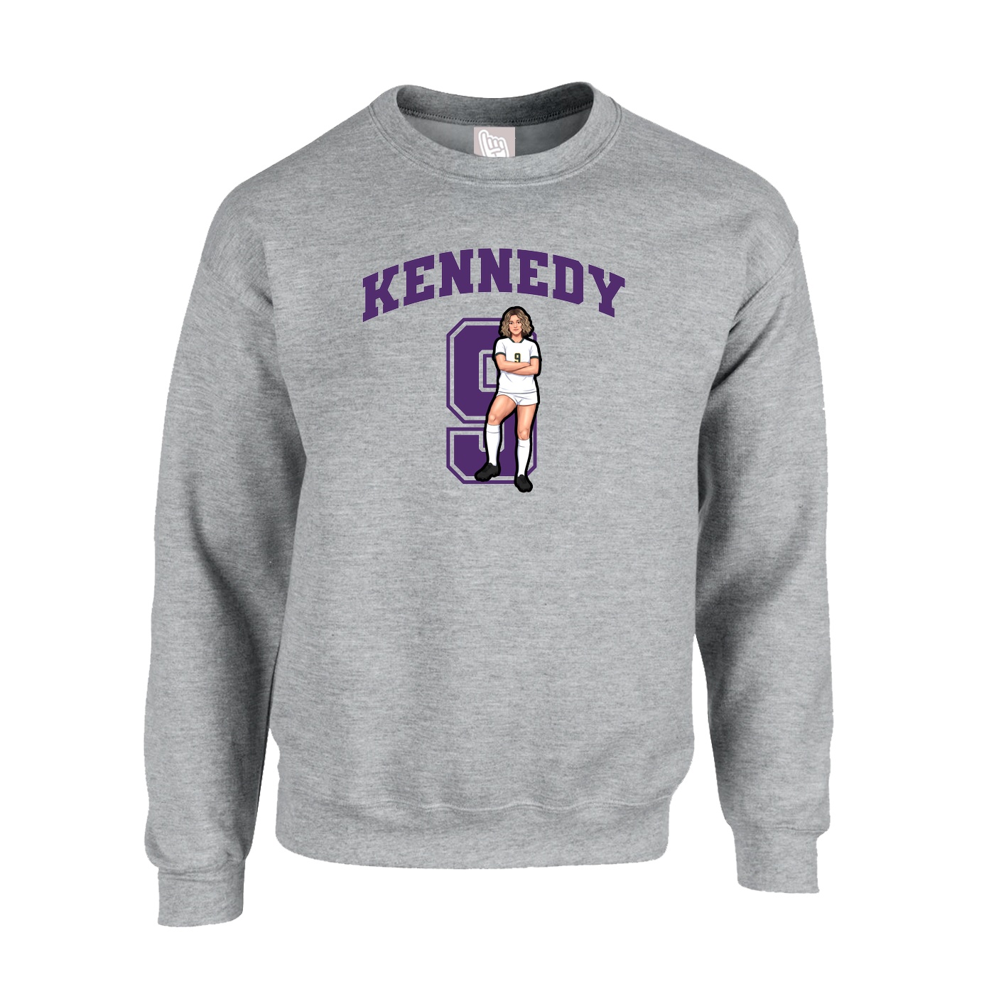 Fleece Crew — Number in Grey