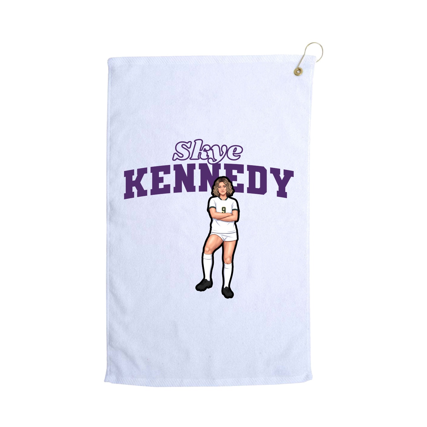 Golf Towel — Name Arch in White