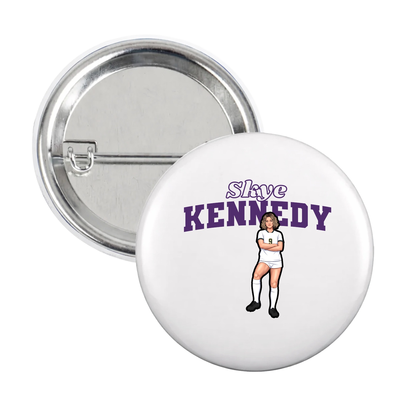 Game Day Button — Name Arch in White