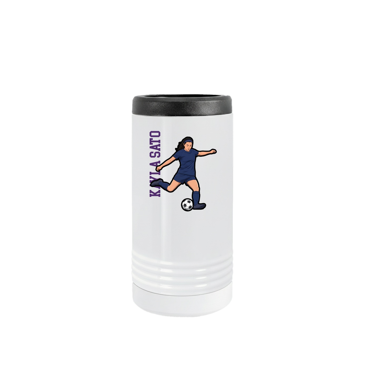 Slim Beverage Holder — Name Vertical in White