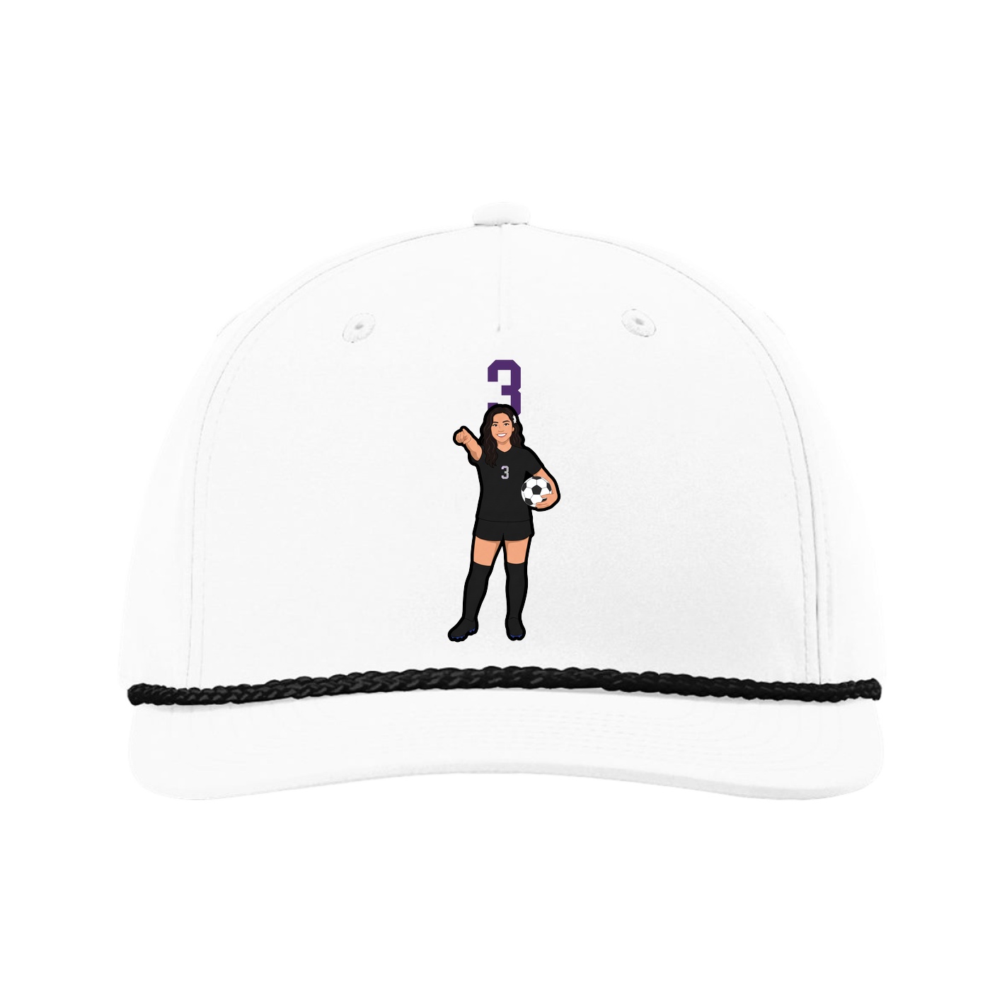 Five-Panel Classic Rope Cap — Number Top in White