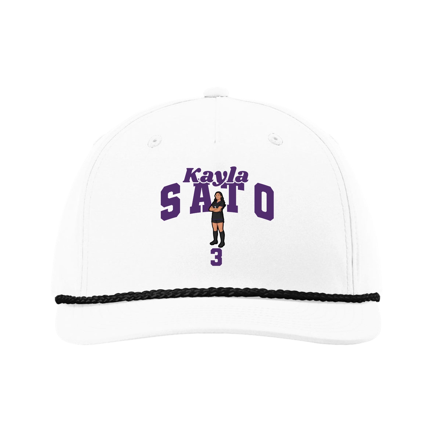 Five-Panel Classic Rope Cap — Signature Arch in White