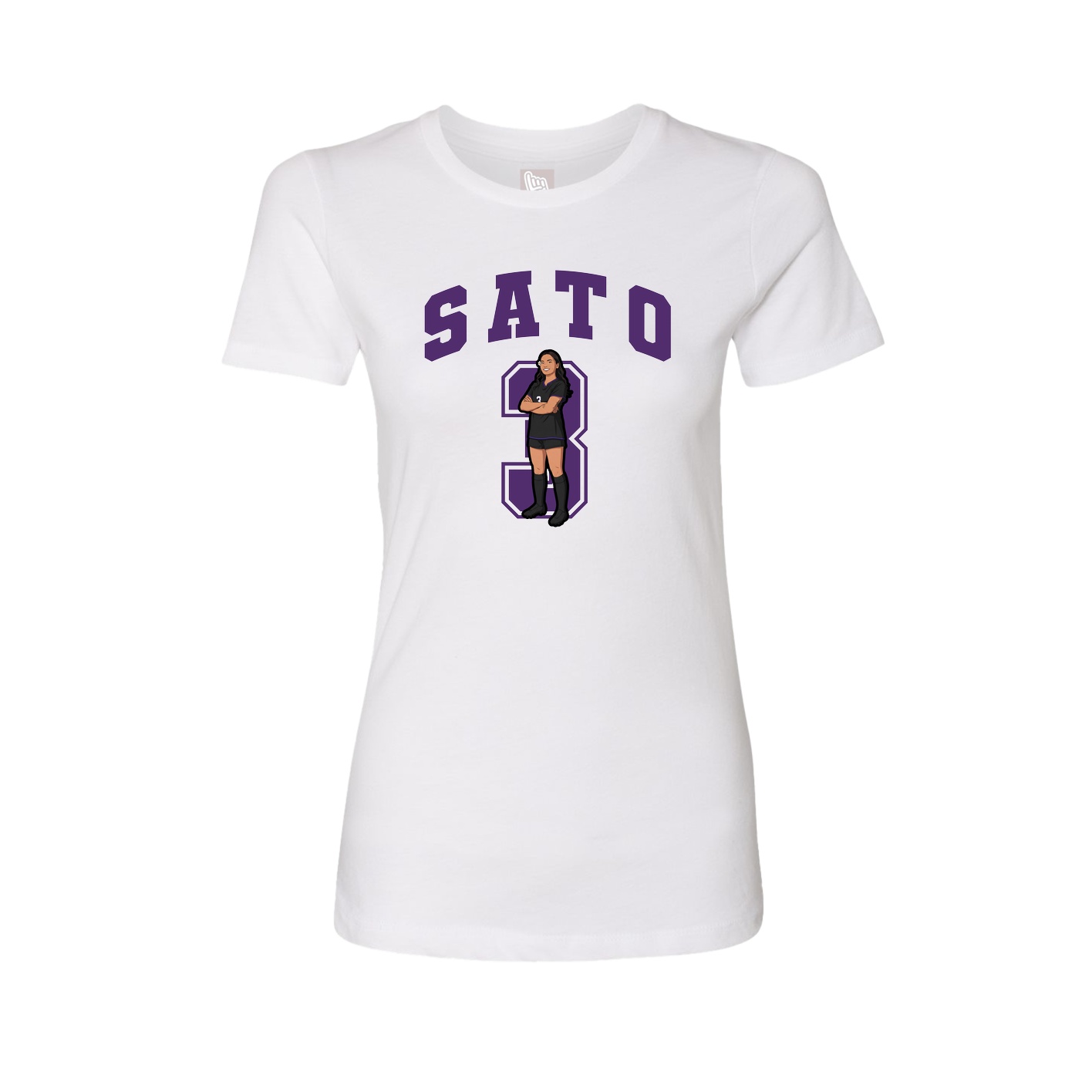 Fitted Women's Tee — Number in White