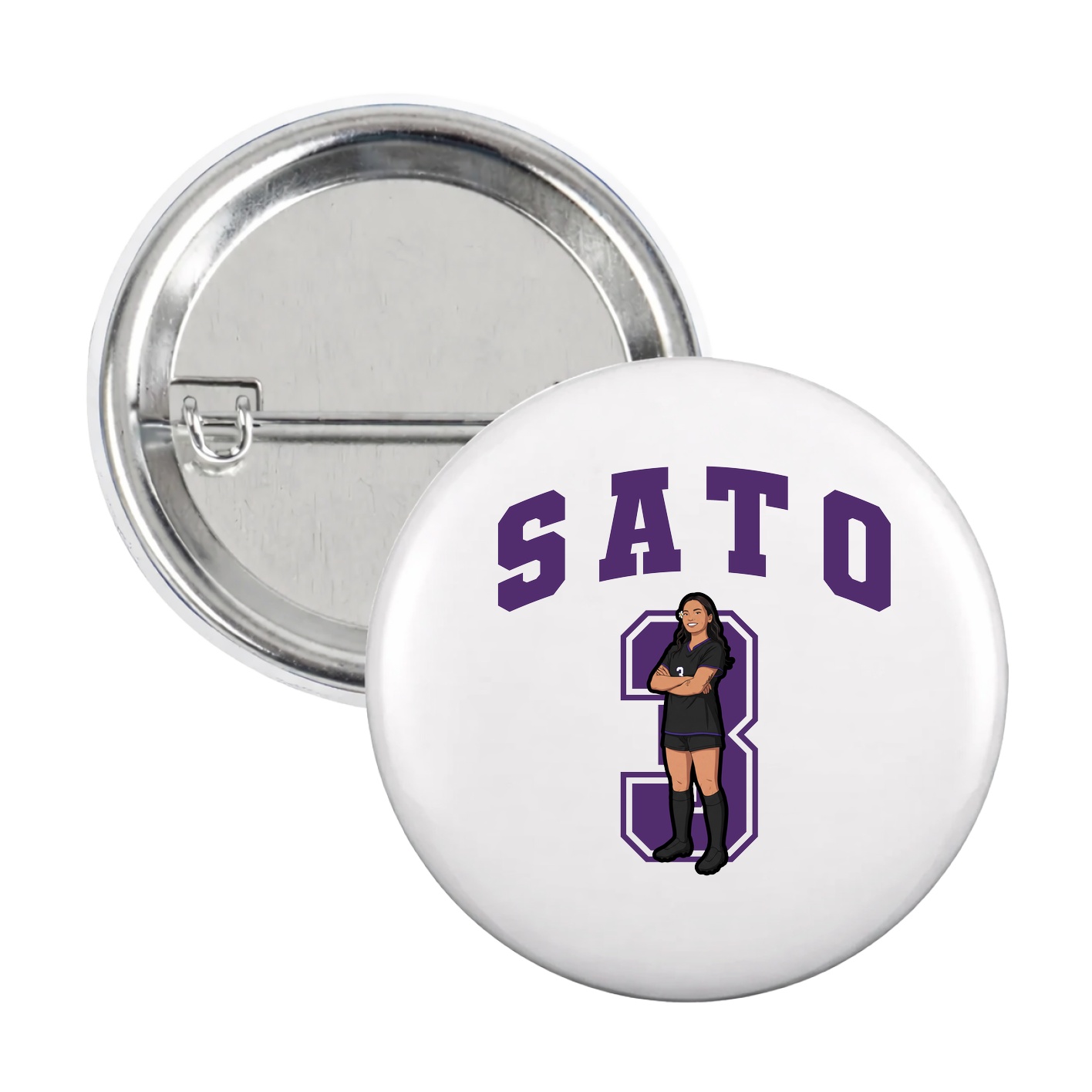 Game Day Button — Number in White