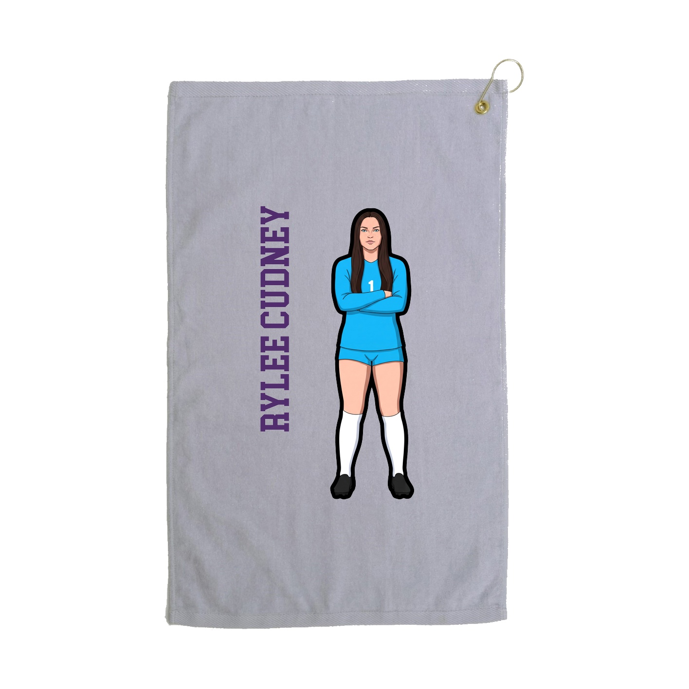 Golf Towel — Name Vertical in Grey