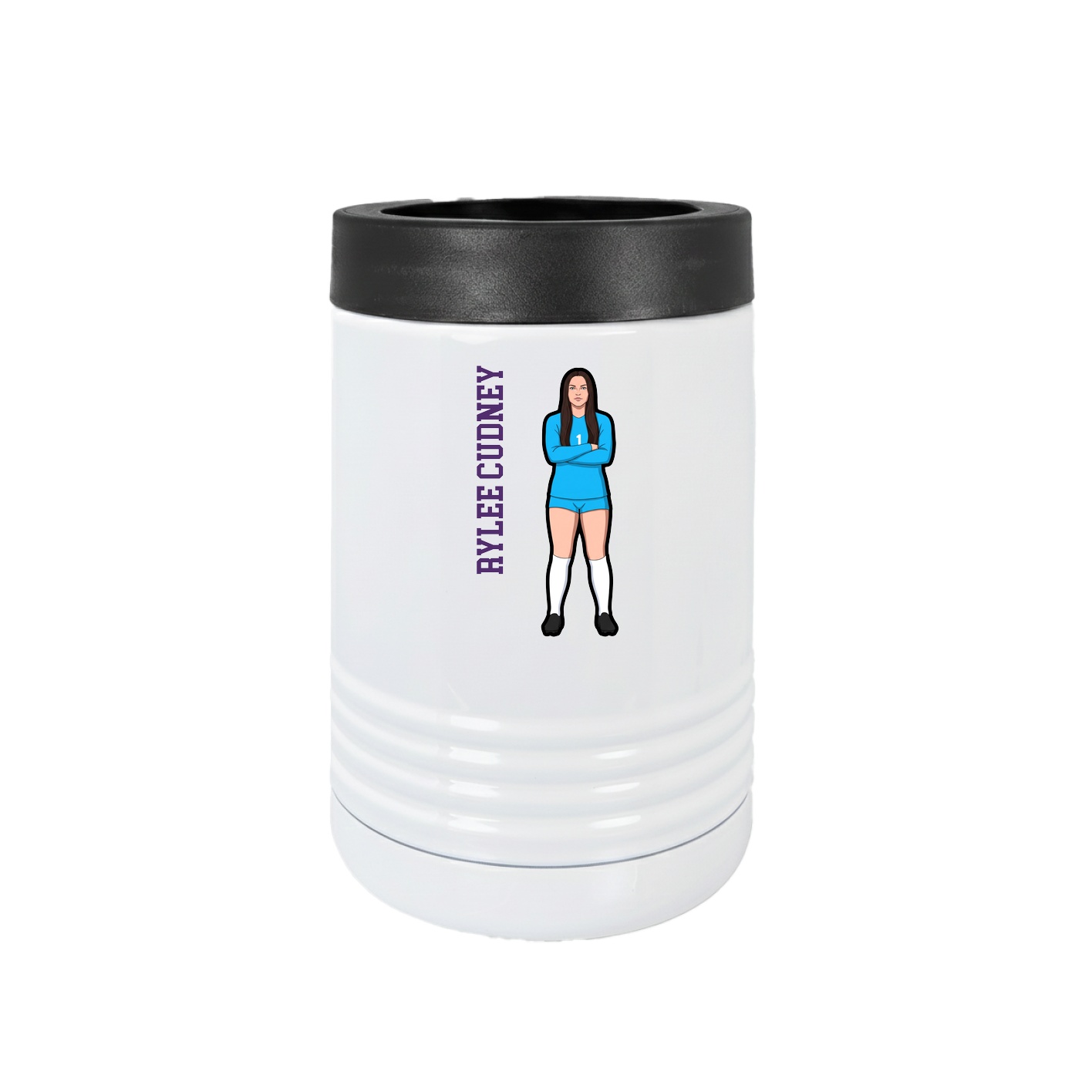 Beverage Holder — Name Vertical in White