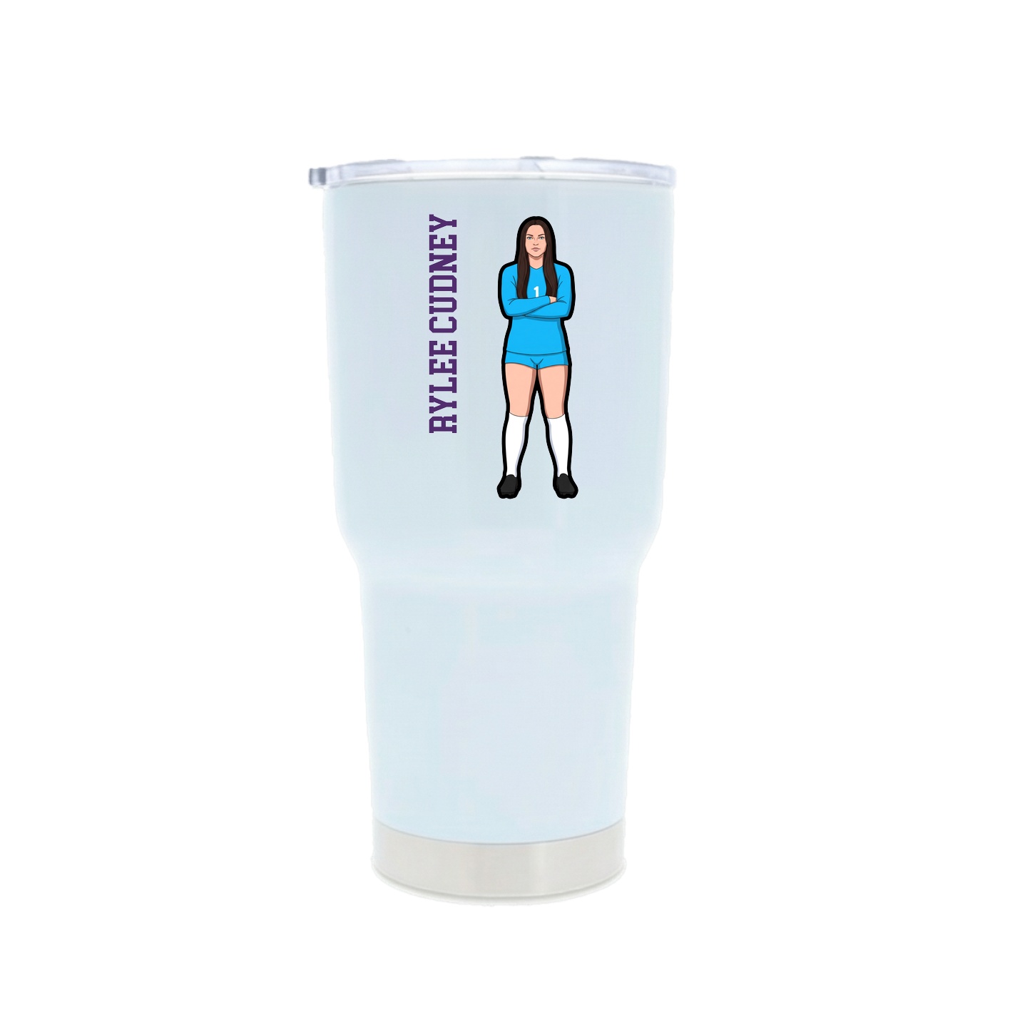 30oz Stainless Steel Tumbler — Name Vertical in White