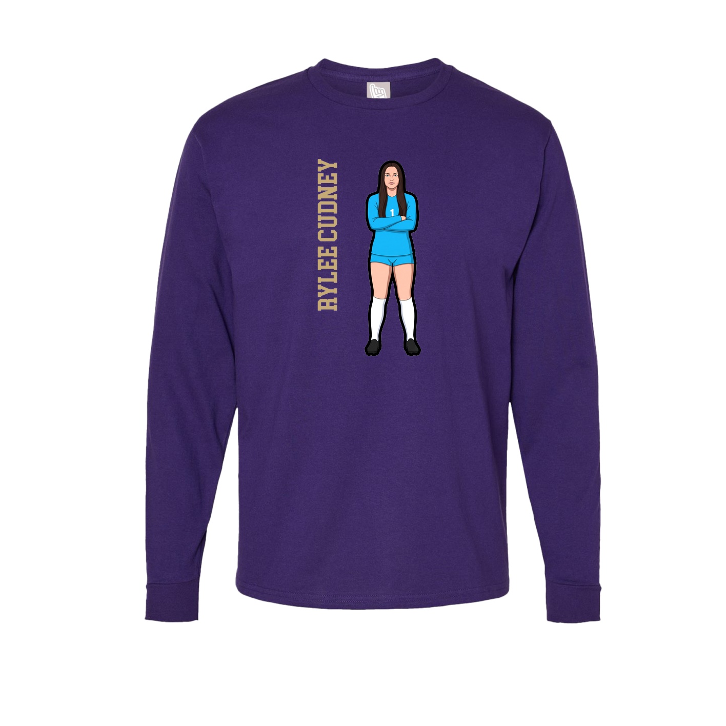 Long Sleeve Tee — Name Vertical in Purple