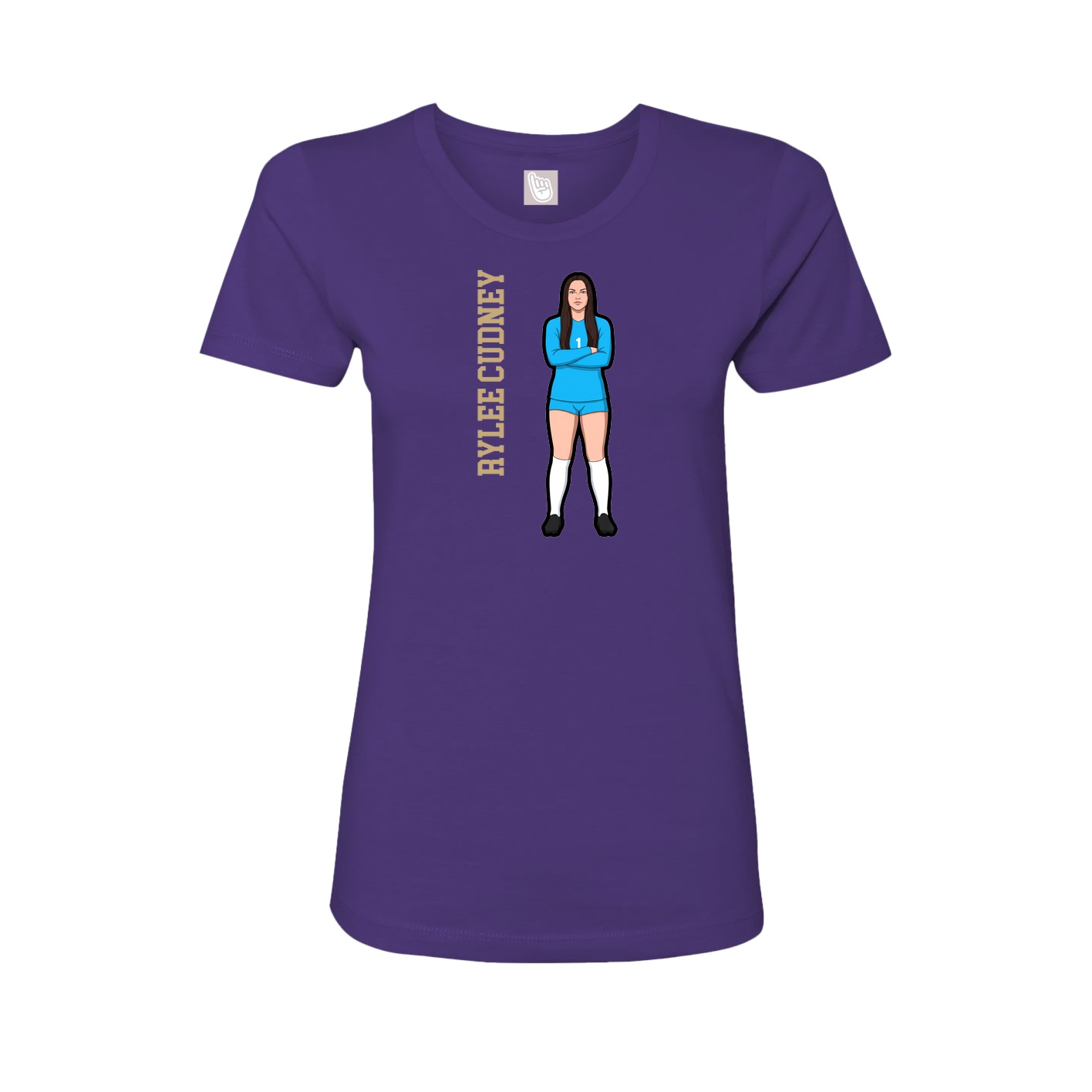 Fitted Women's Tee — Name Vertical in Purple