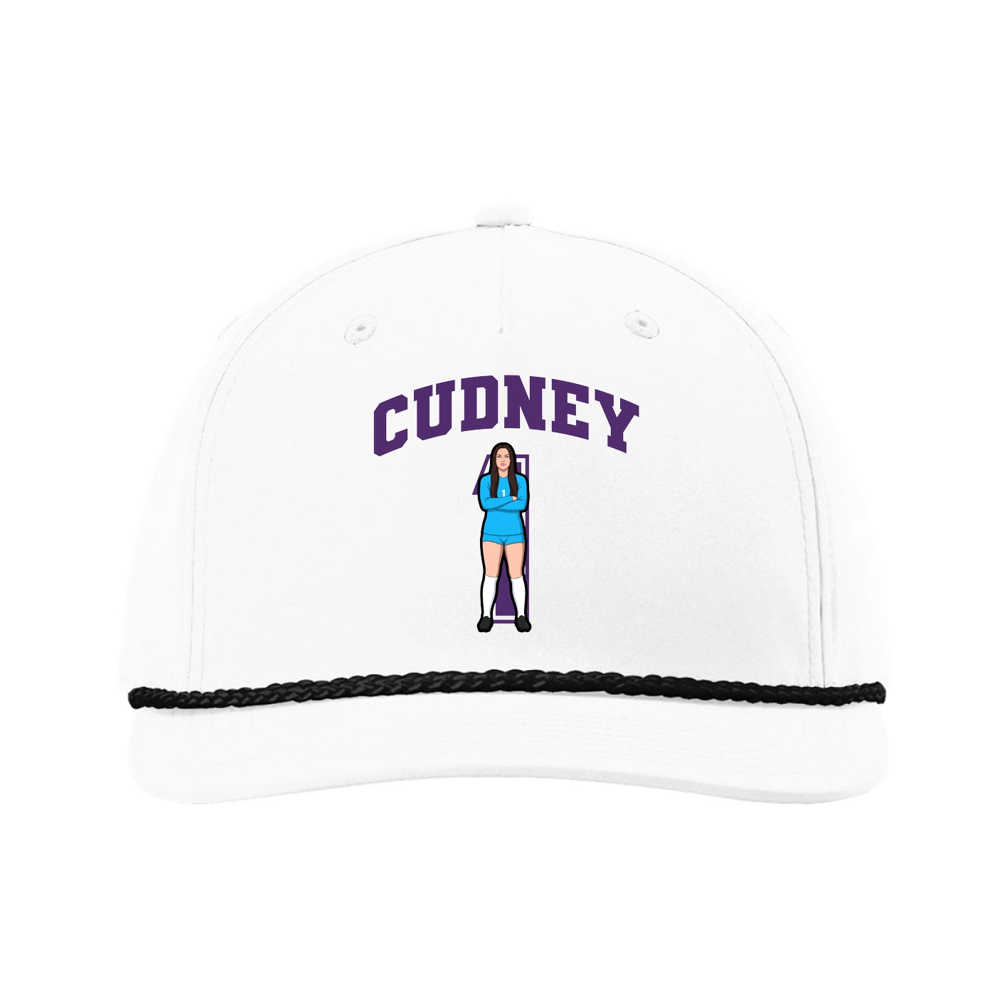 Five-Panel Classic Rope Cap — Number in White
