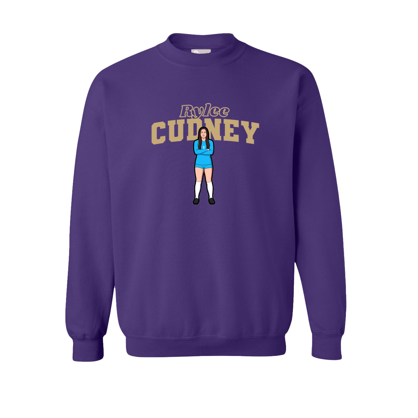 Fleece Crew — Name Arch in Purple