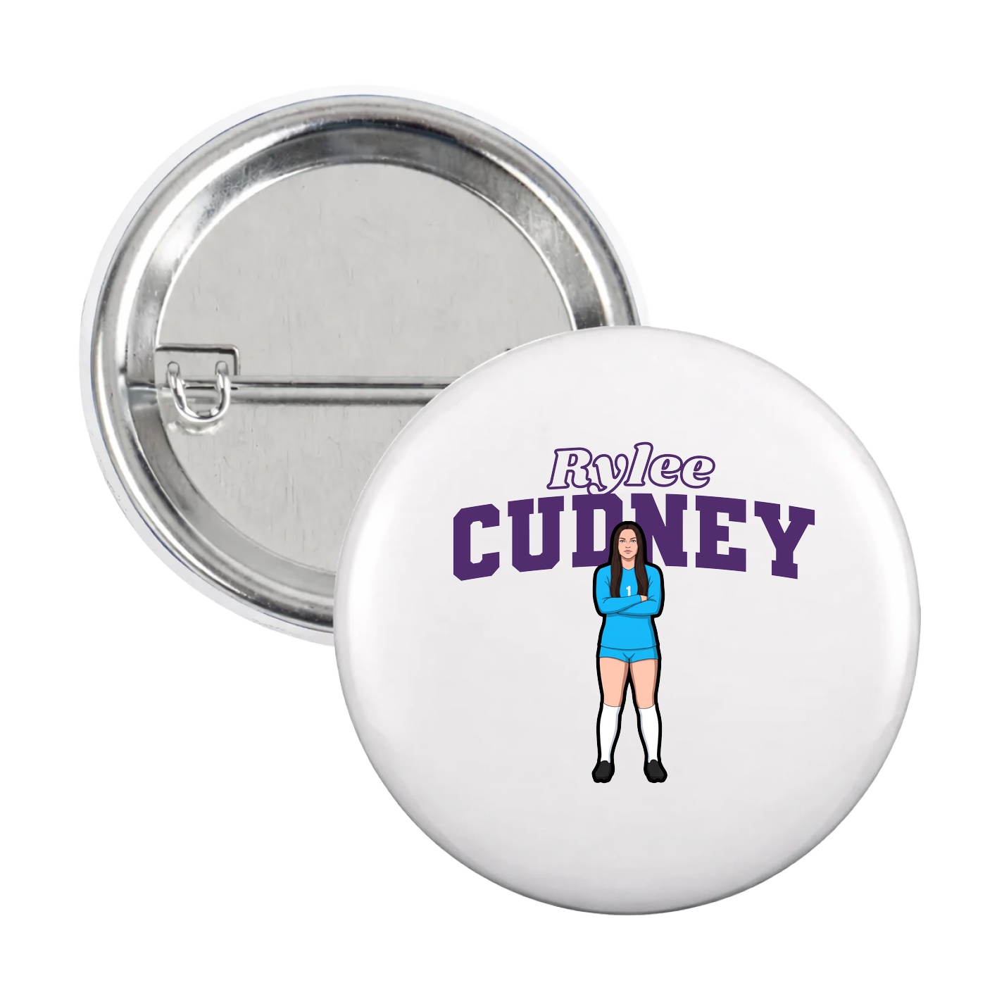 Game Day Button — Name Arch in White