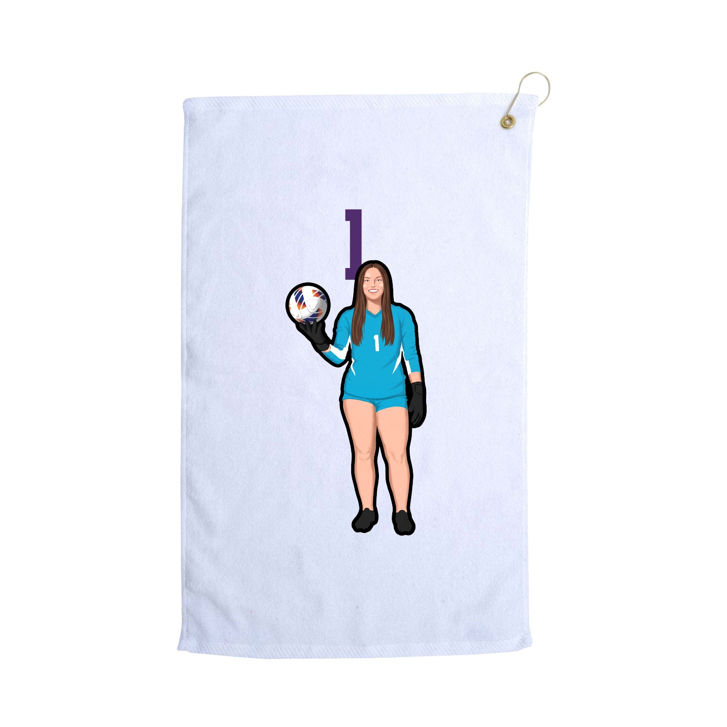 Golf Towel — Number Top in White