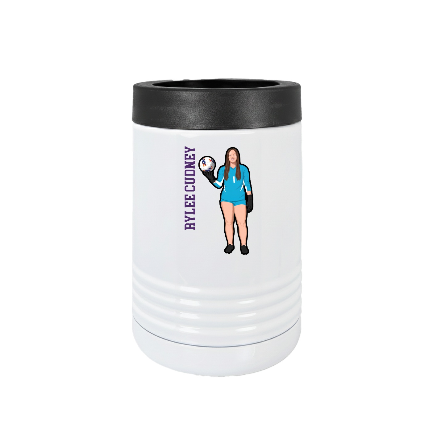 Beverage Holder — Name Vertical in White