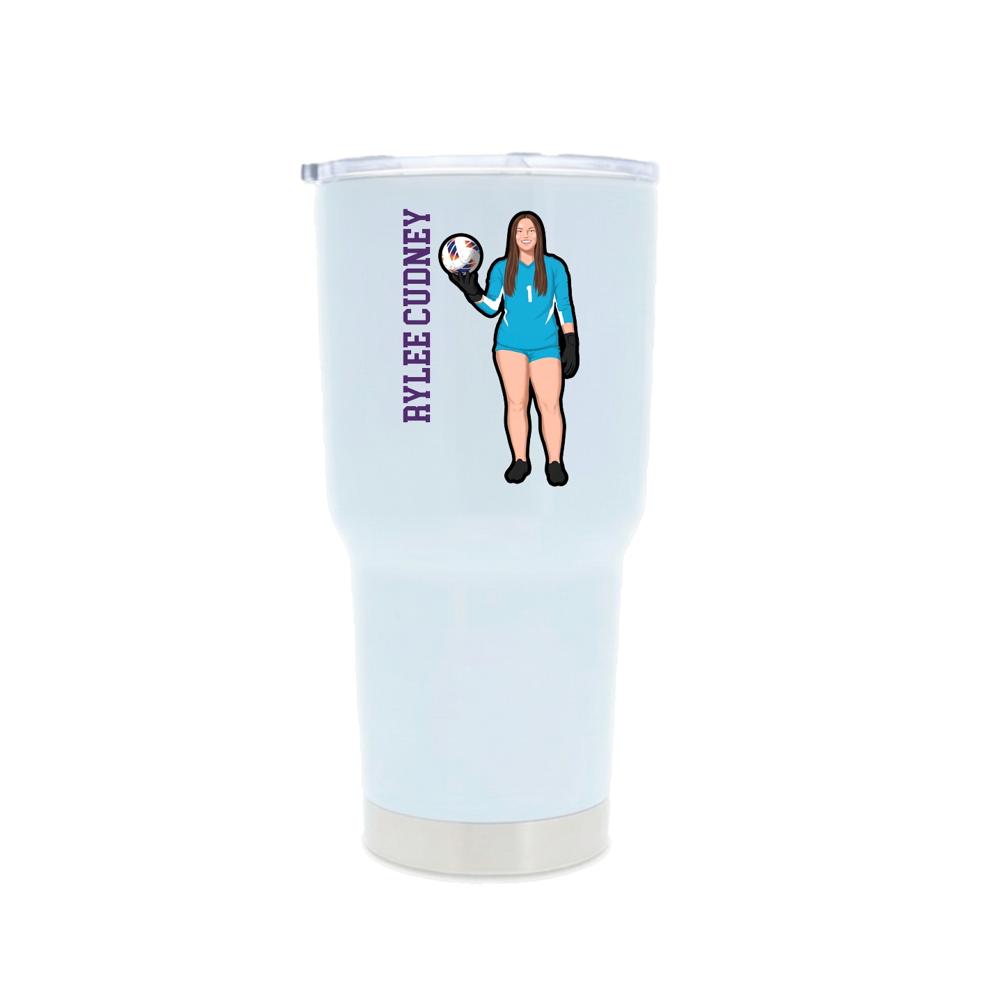 30oz Stainless Steel Tumbler — Name Vertical in White
