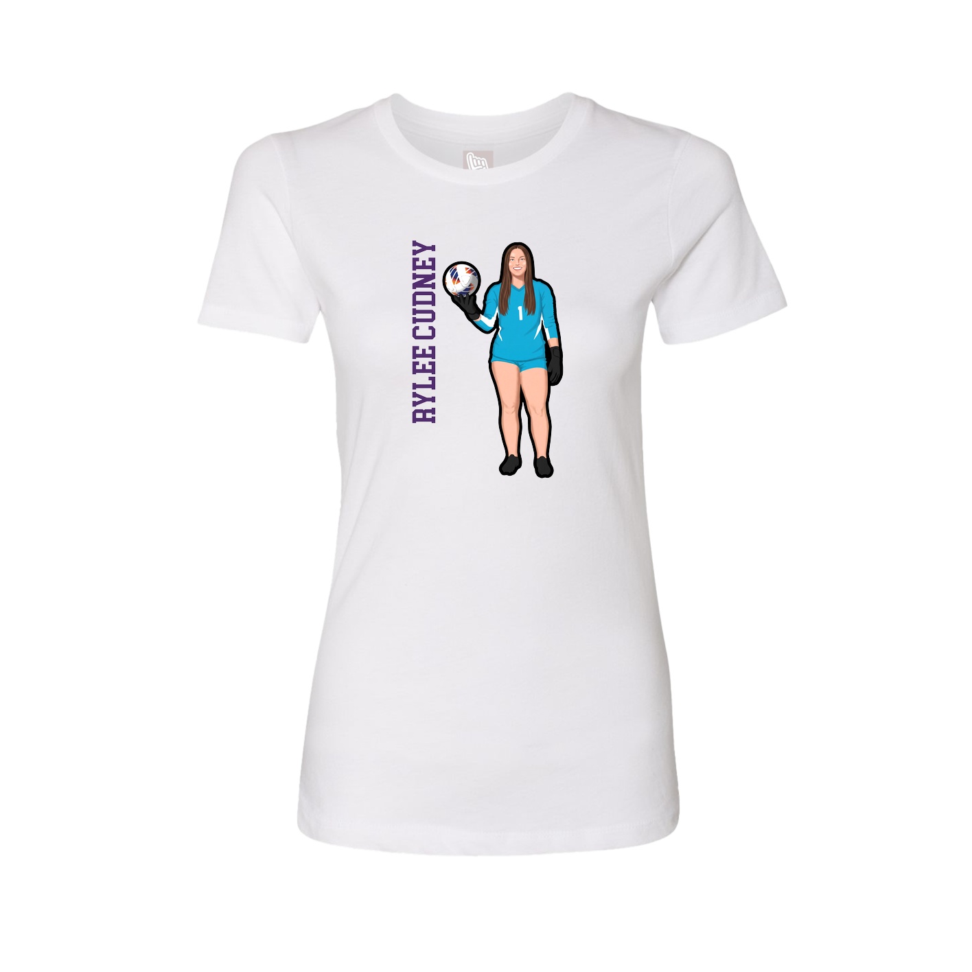 Fitted Women's Tee — Name Vertical in White