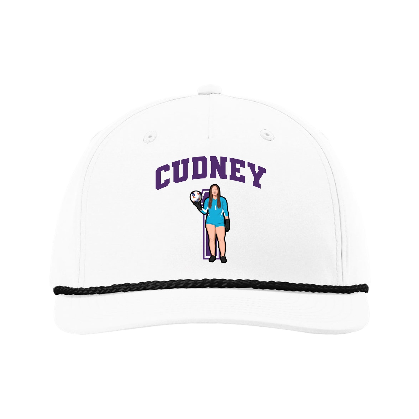 Five-Panel Classic Rope Cap — Number in White
