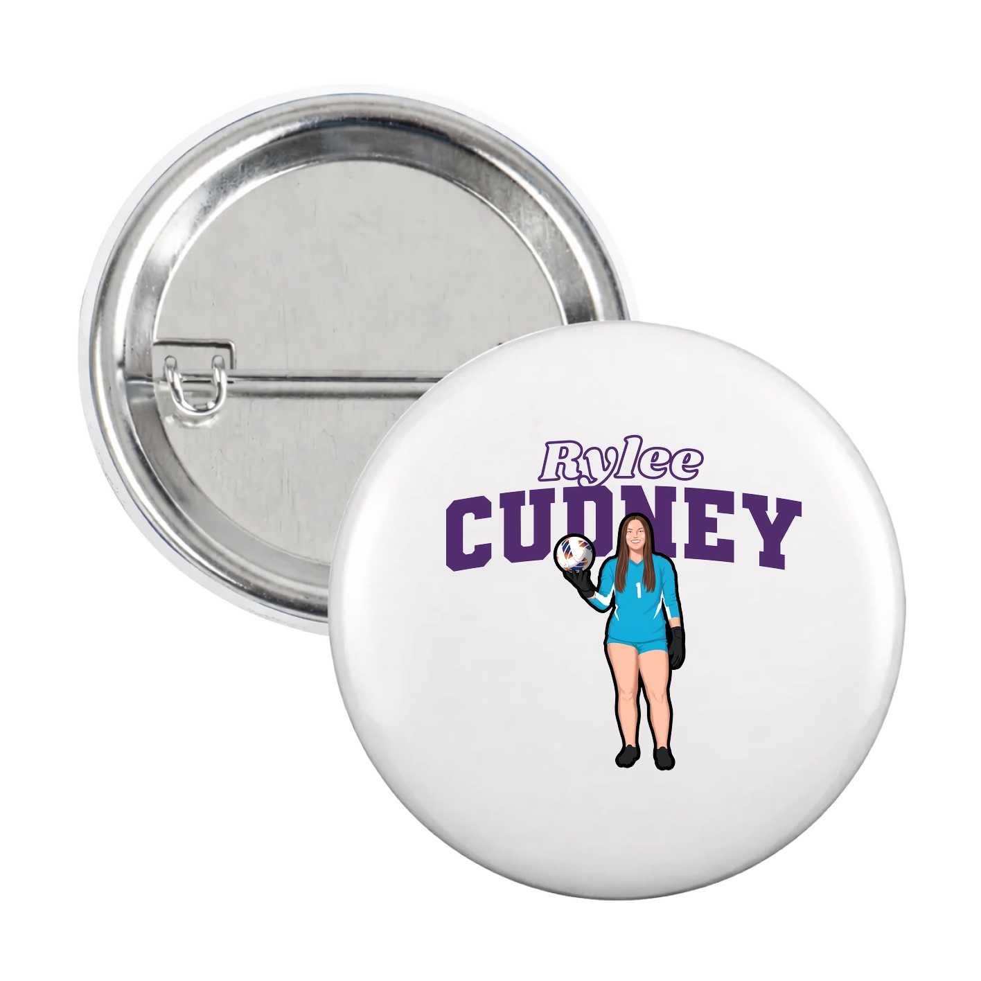Game Day Button — Name Arch in White