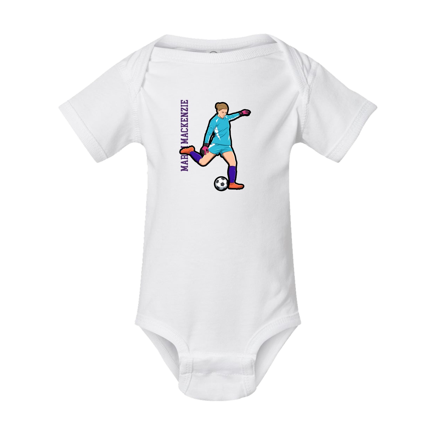 Baby Onesie — Name Vertical in White