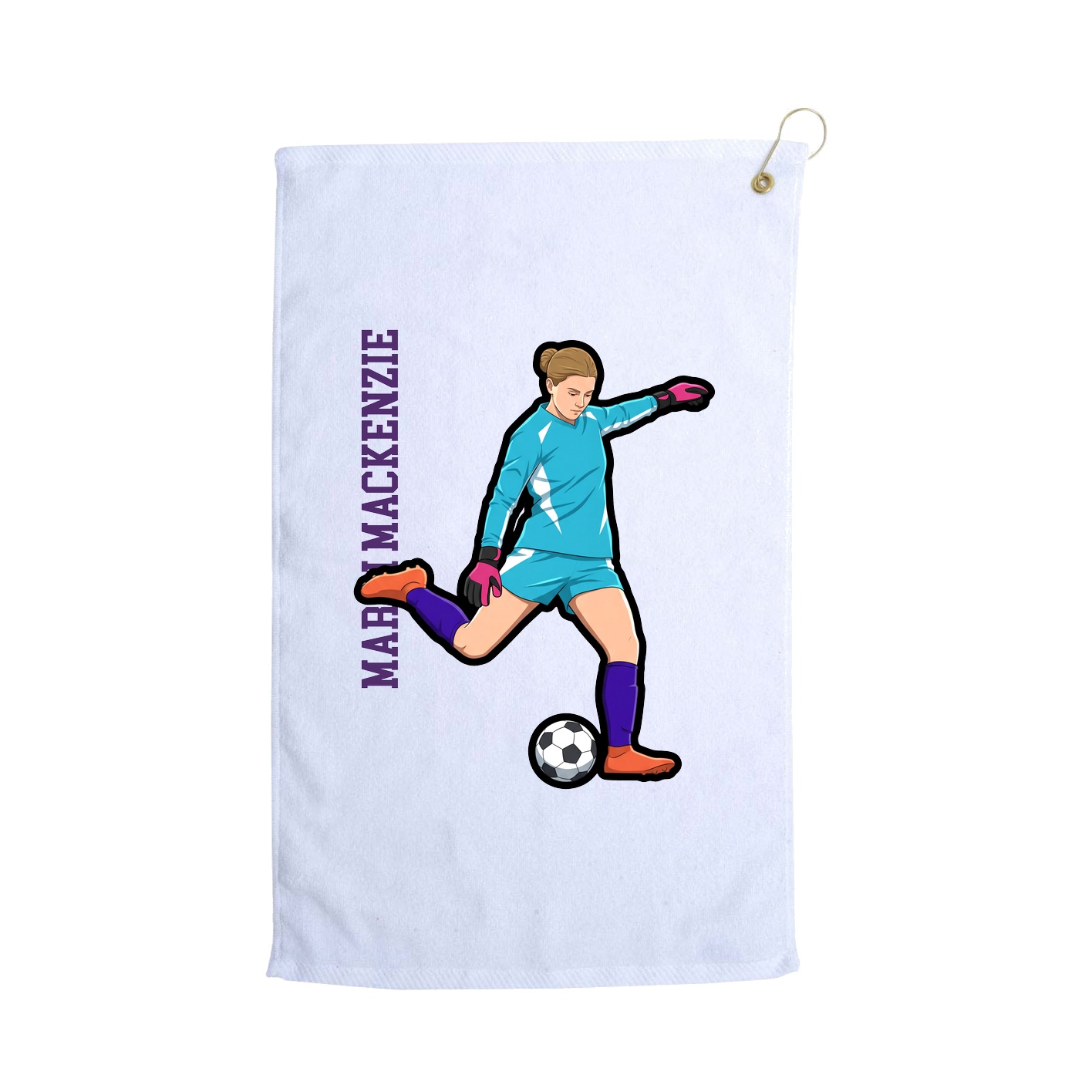 Golf Towel — Name Vertical in White