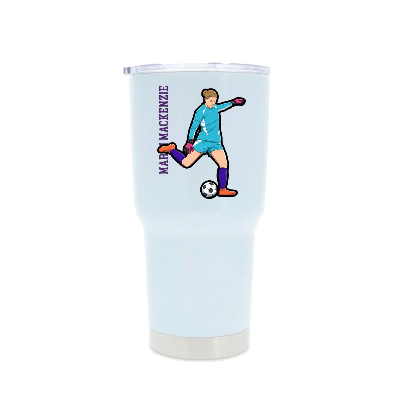 30oz Stainless Steel Tumbler — Name Vertical in White
