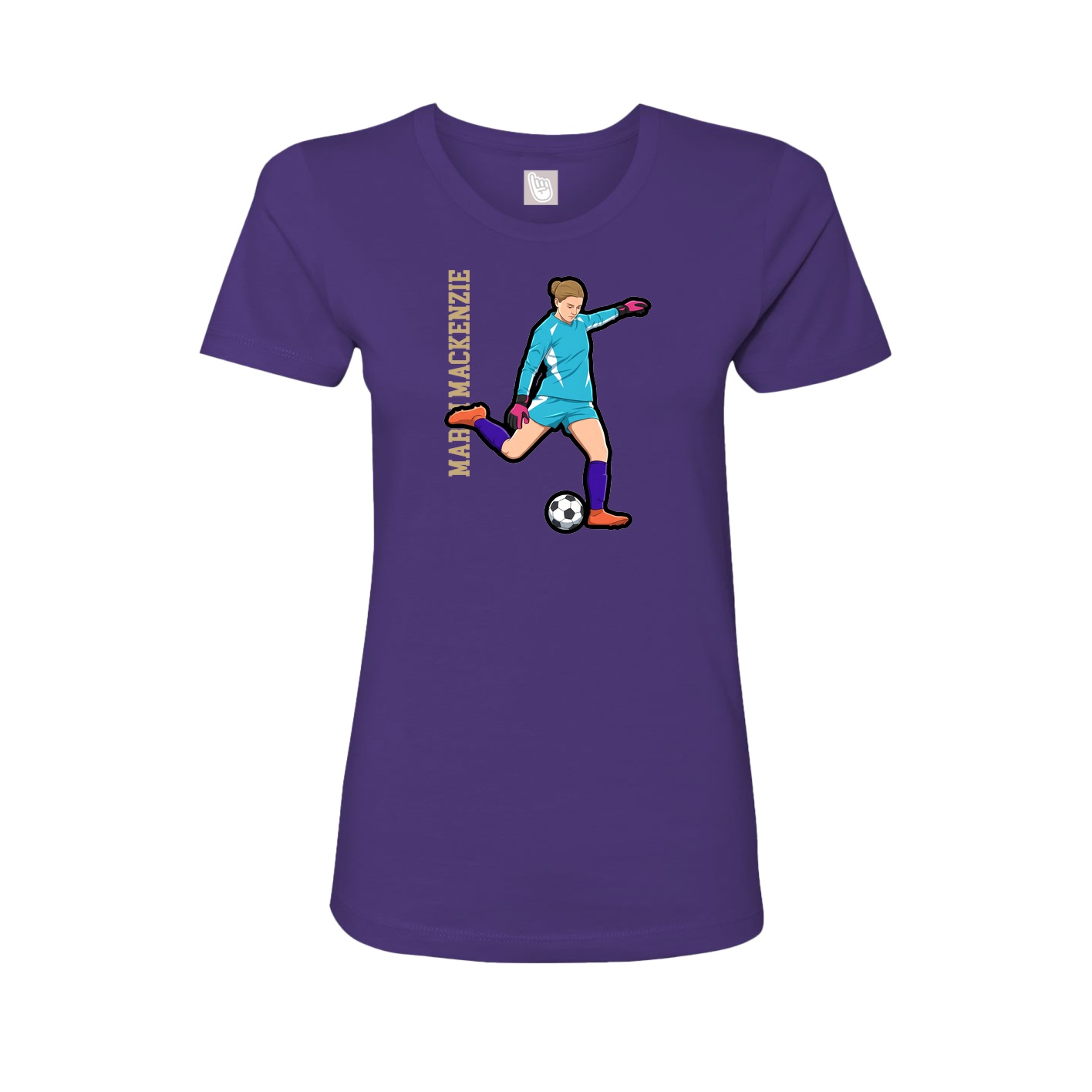 Fitted Women's Tee — Name Vertical in Purple