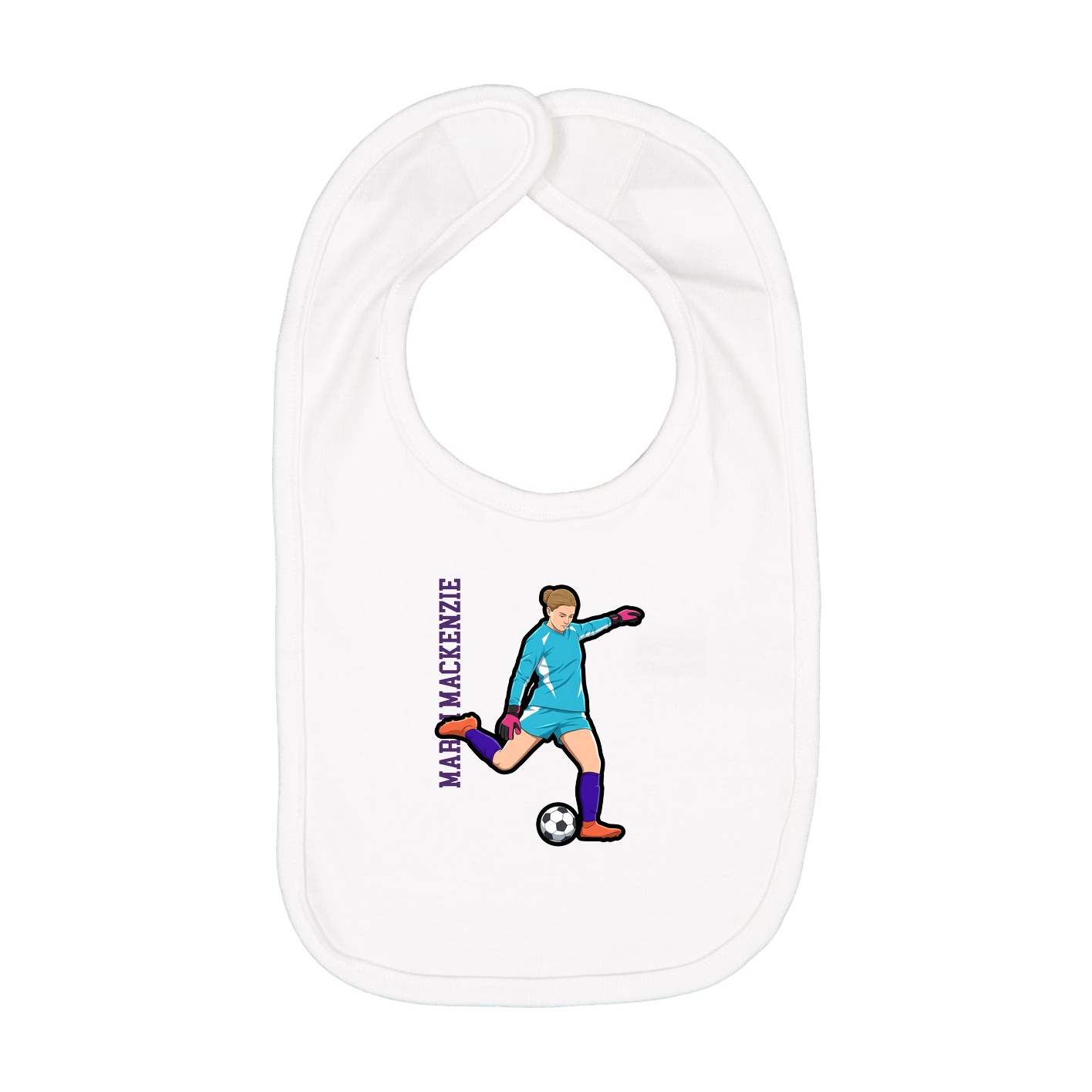 Infant Bib — Name Vertical in White
