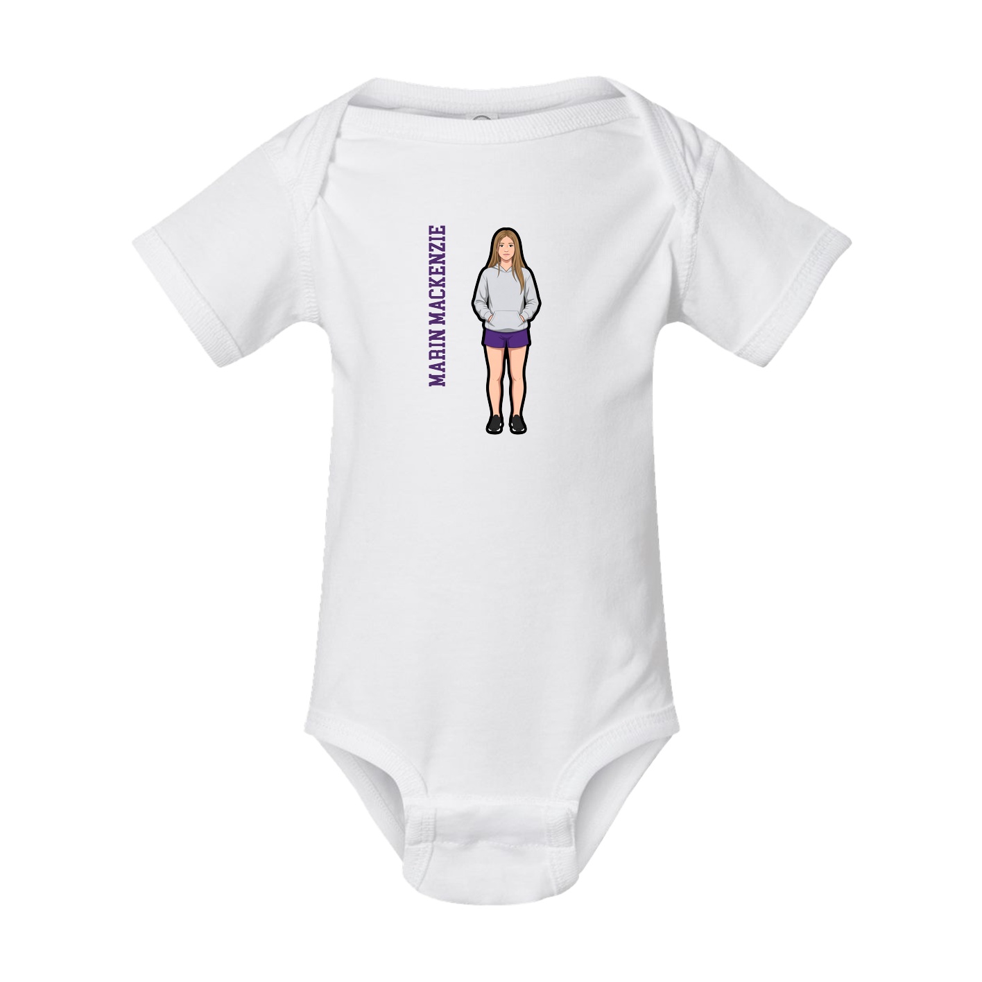 Baby Onesie — Name Vertical in White