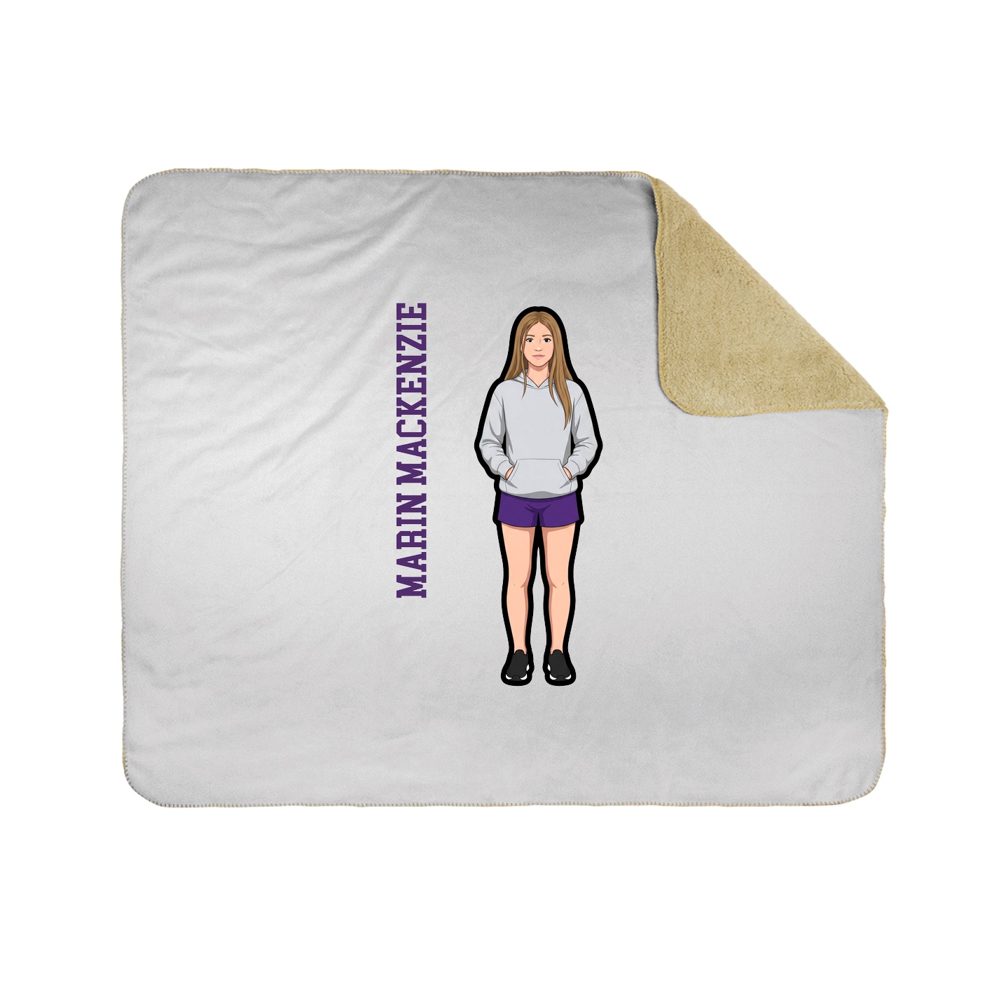 Throw Blanket — Name Vertical in White