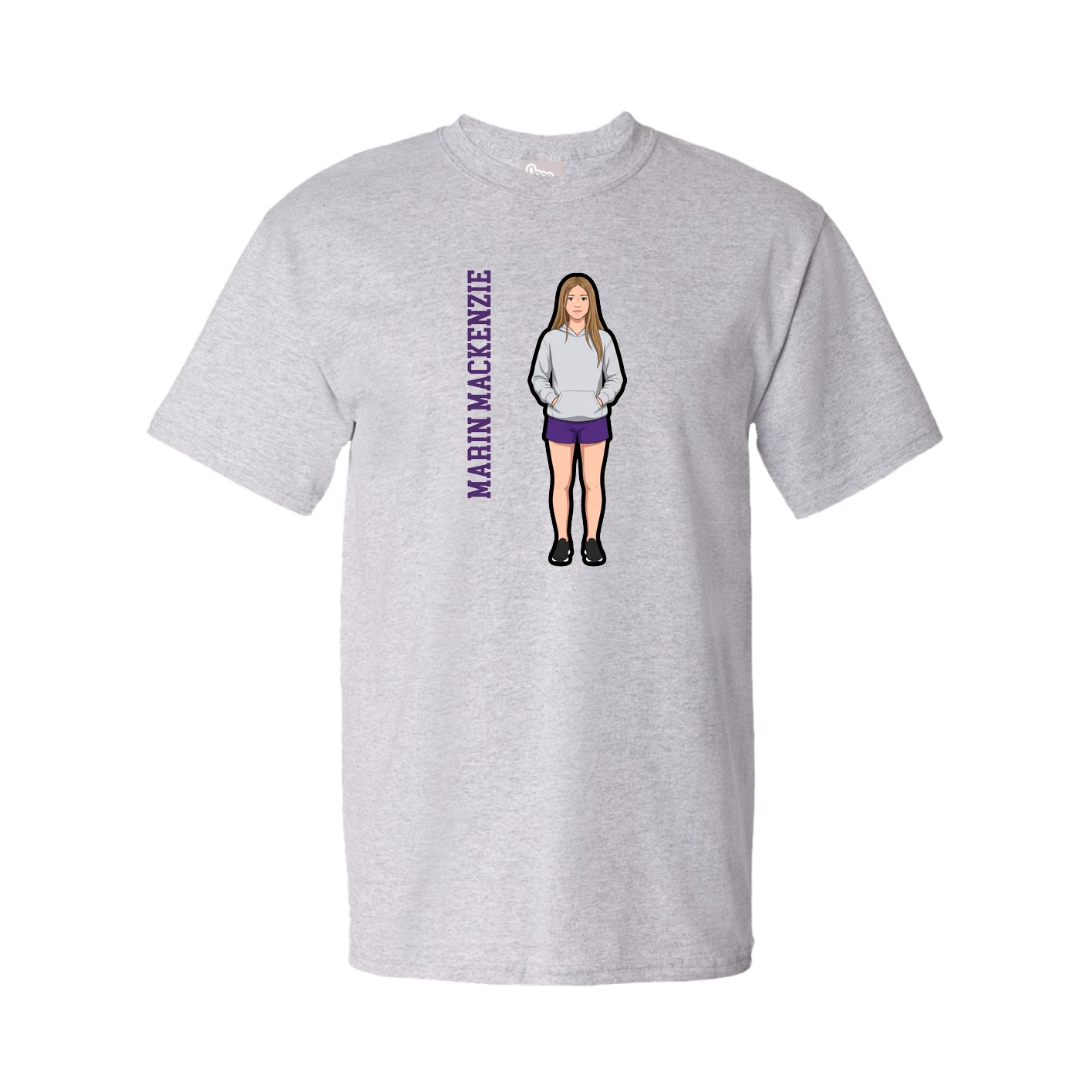 Youth Tee — Name Vertical in Grey