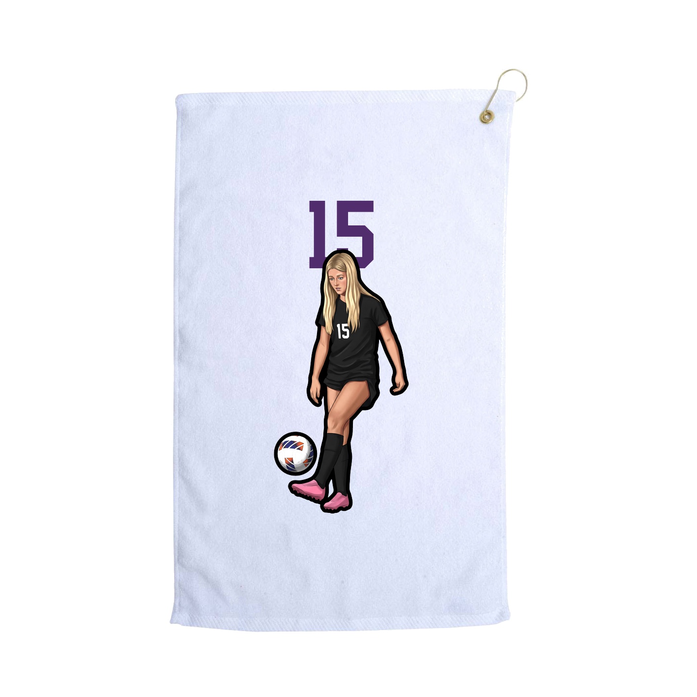 Golf Towel — Number Top in White