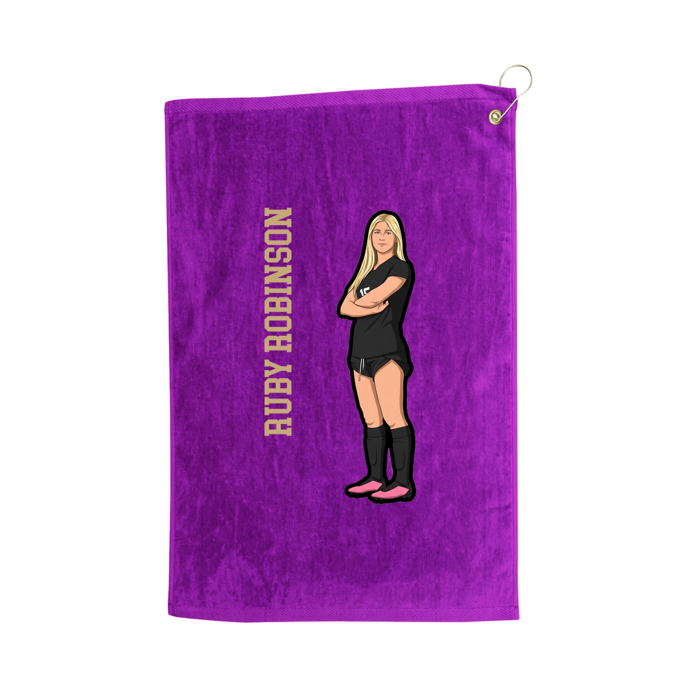 Golf Towel — Name Vertical in Purple