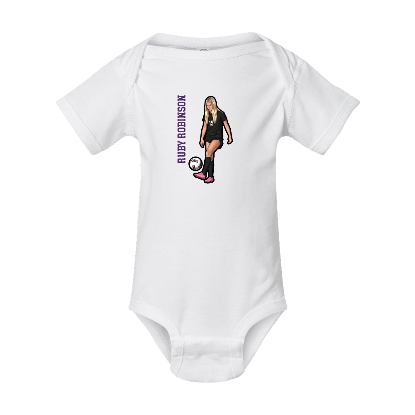 Baby Onesie — Name Vertical in White