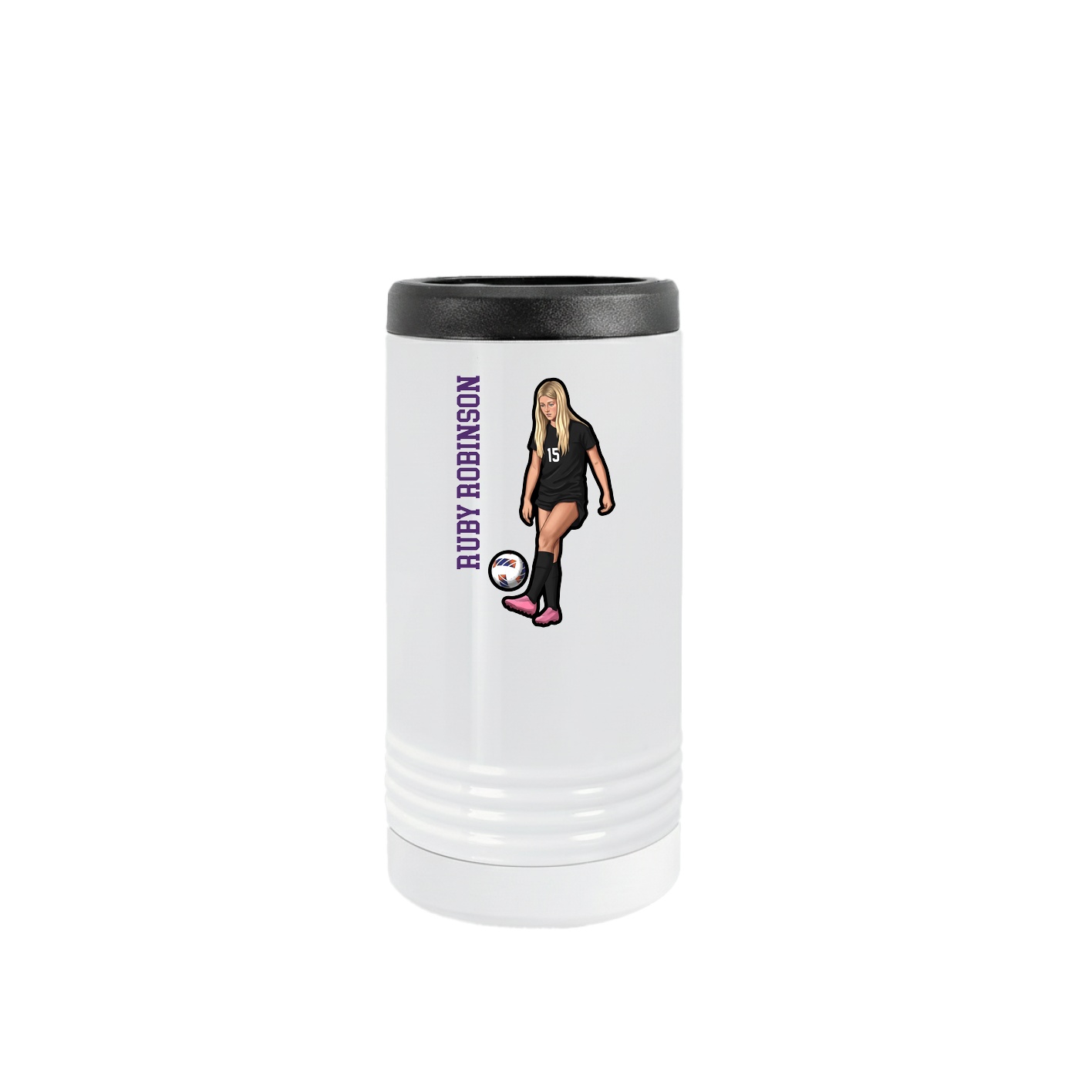 Slim Beverage Holder — Name Vertical in White