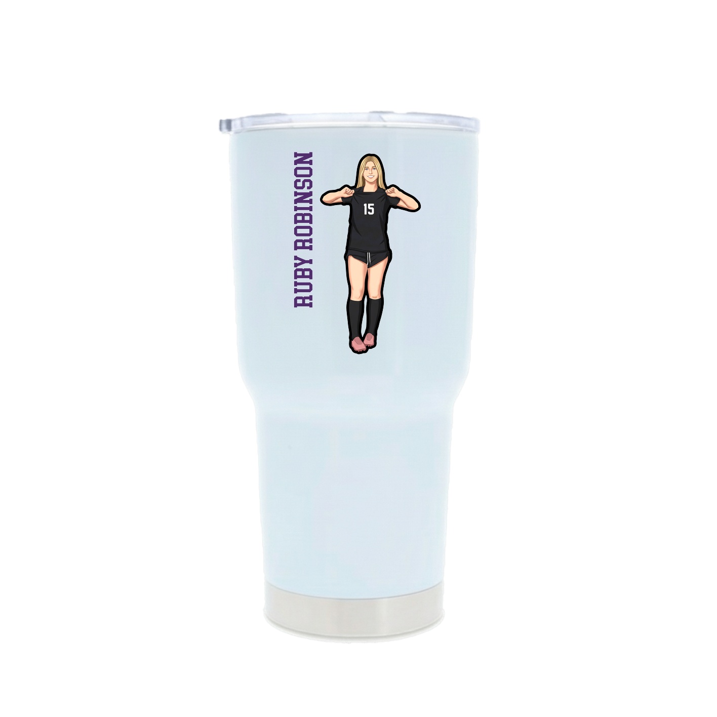 30oz Stainless Steel Tumbler — Name Vertical in White