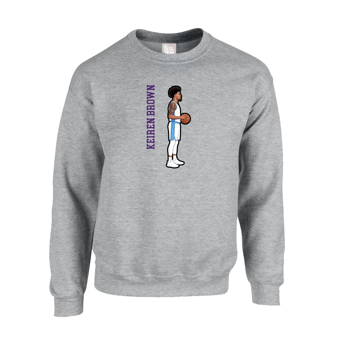Fleece Crew — Name Vertical in Grey