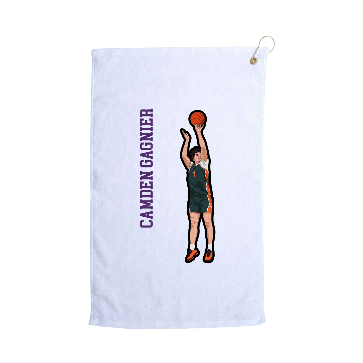 Golf Towel — Name Vertical in White