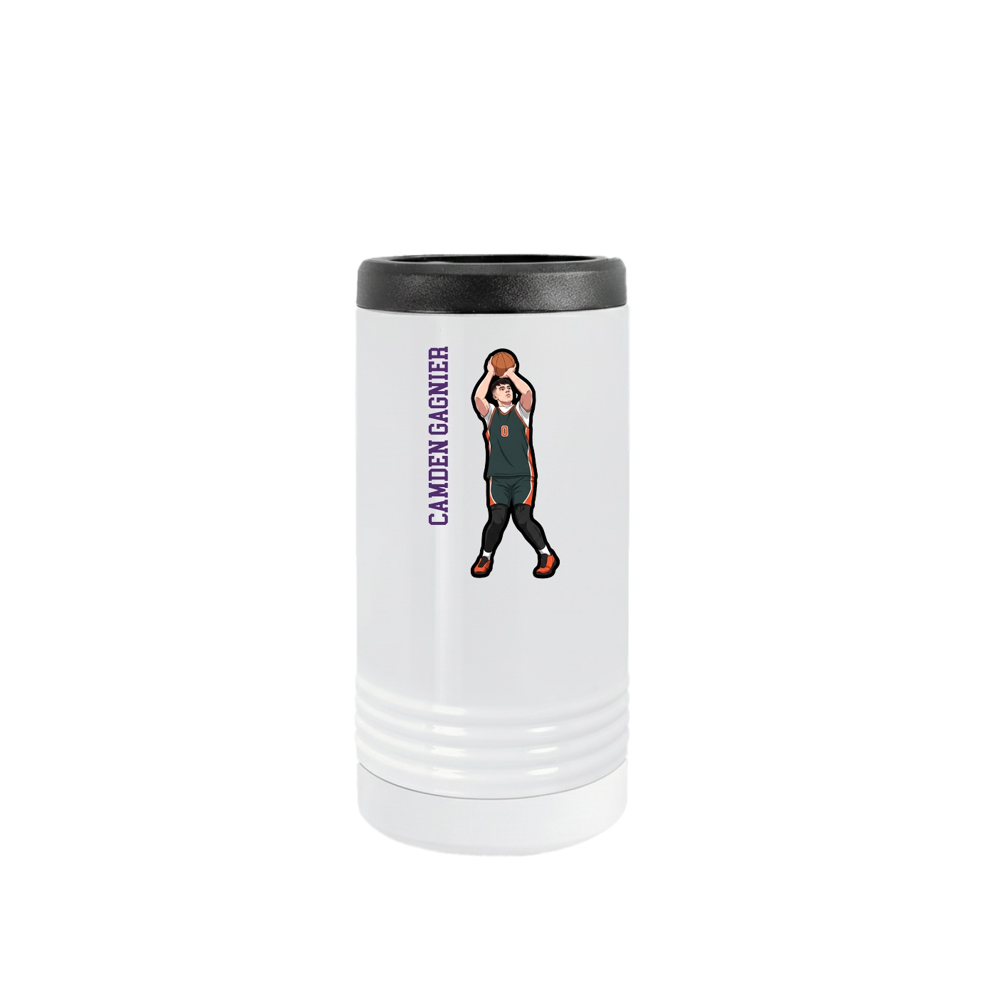 Slim Beverage Holder — Name Vertical in White