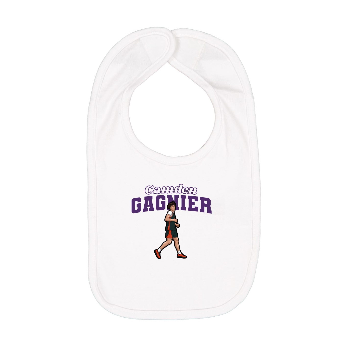 Infant Bib — Name Arch in White