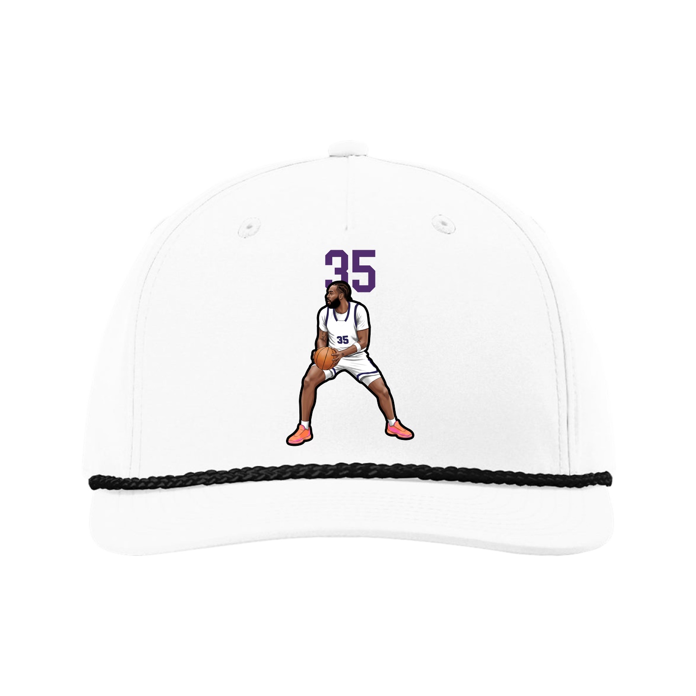 Five-Panel Classic Rope Cap — Number Top in White