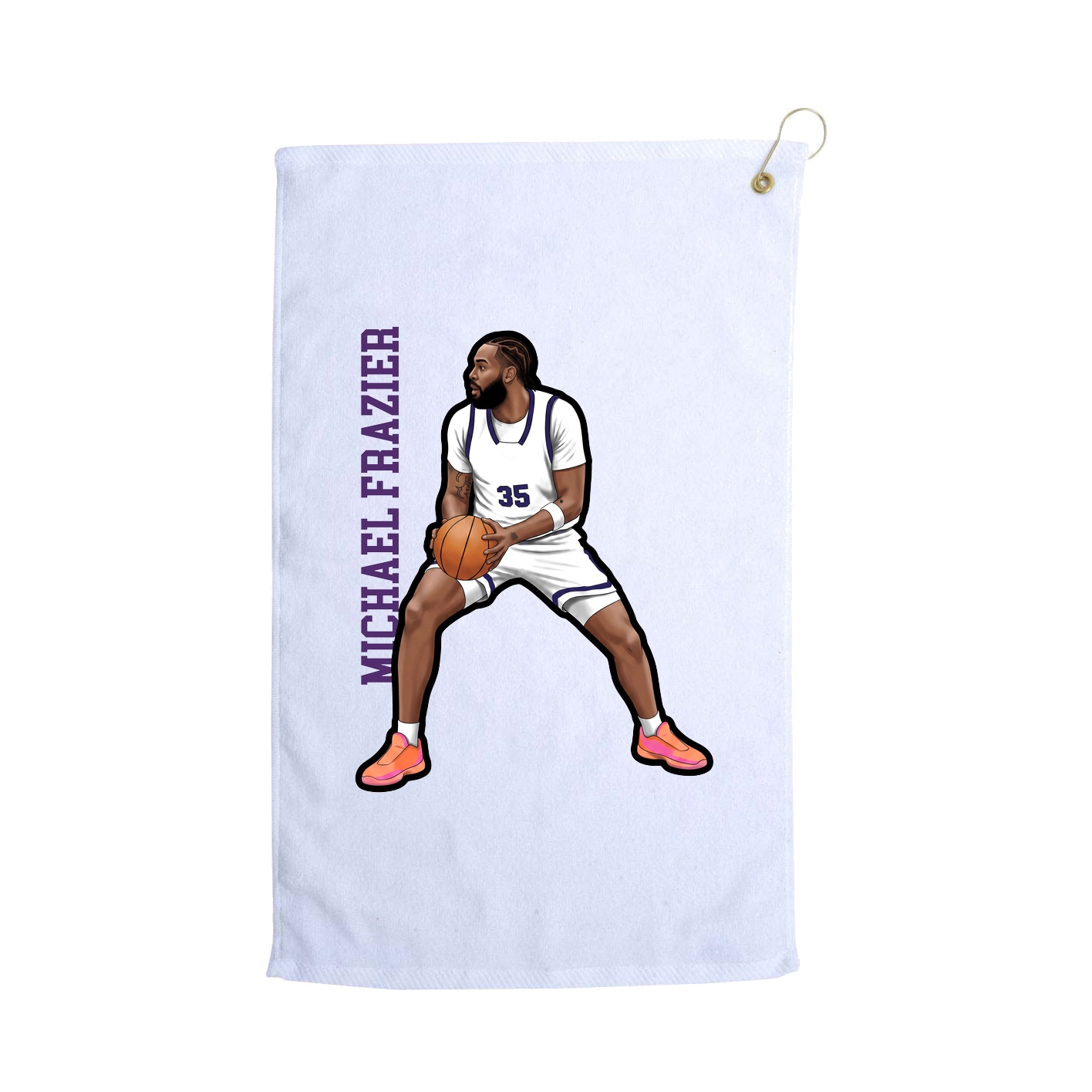 Golf Towel — Name Vertical in White