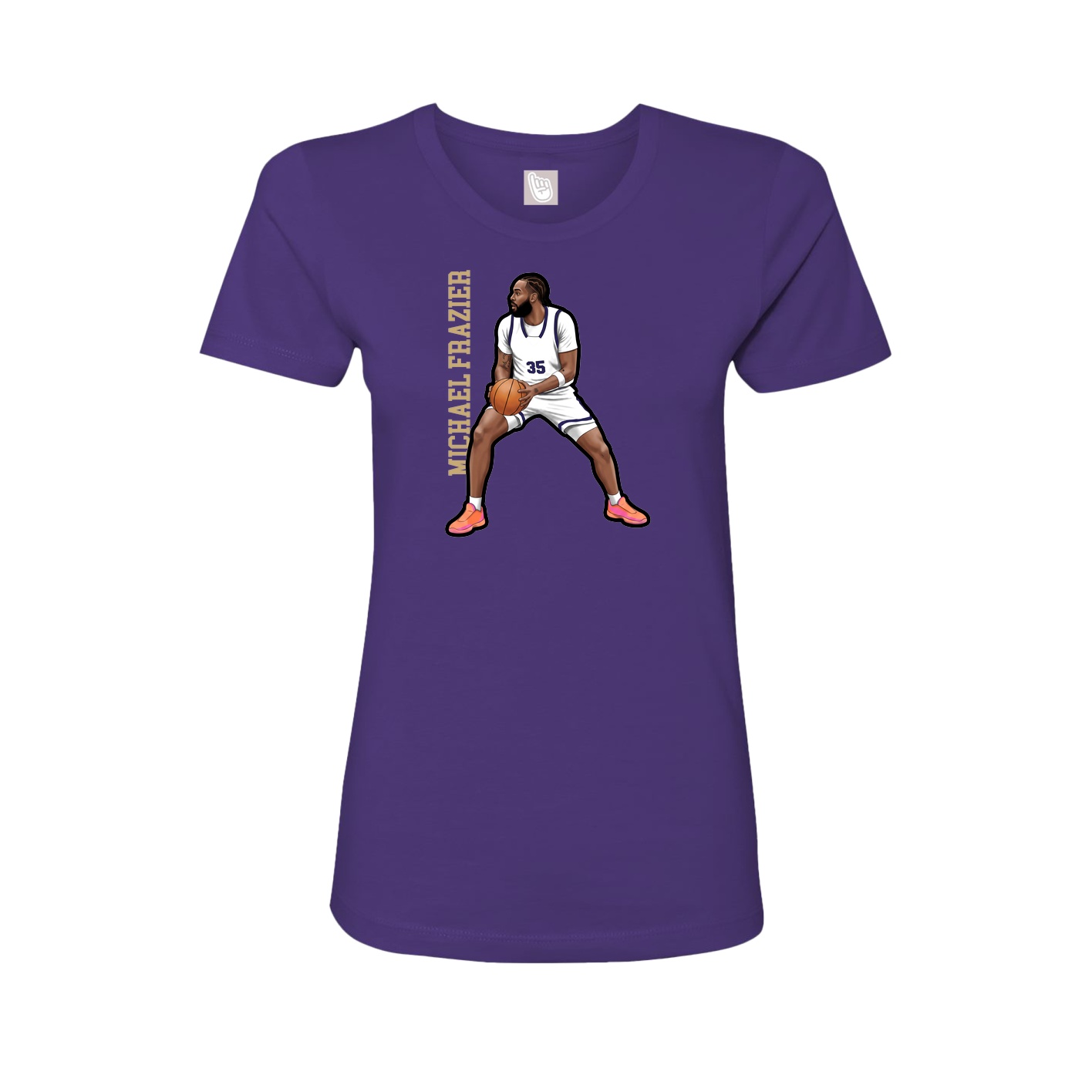 Fitted Women's Tee — Name Vertical in Purple